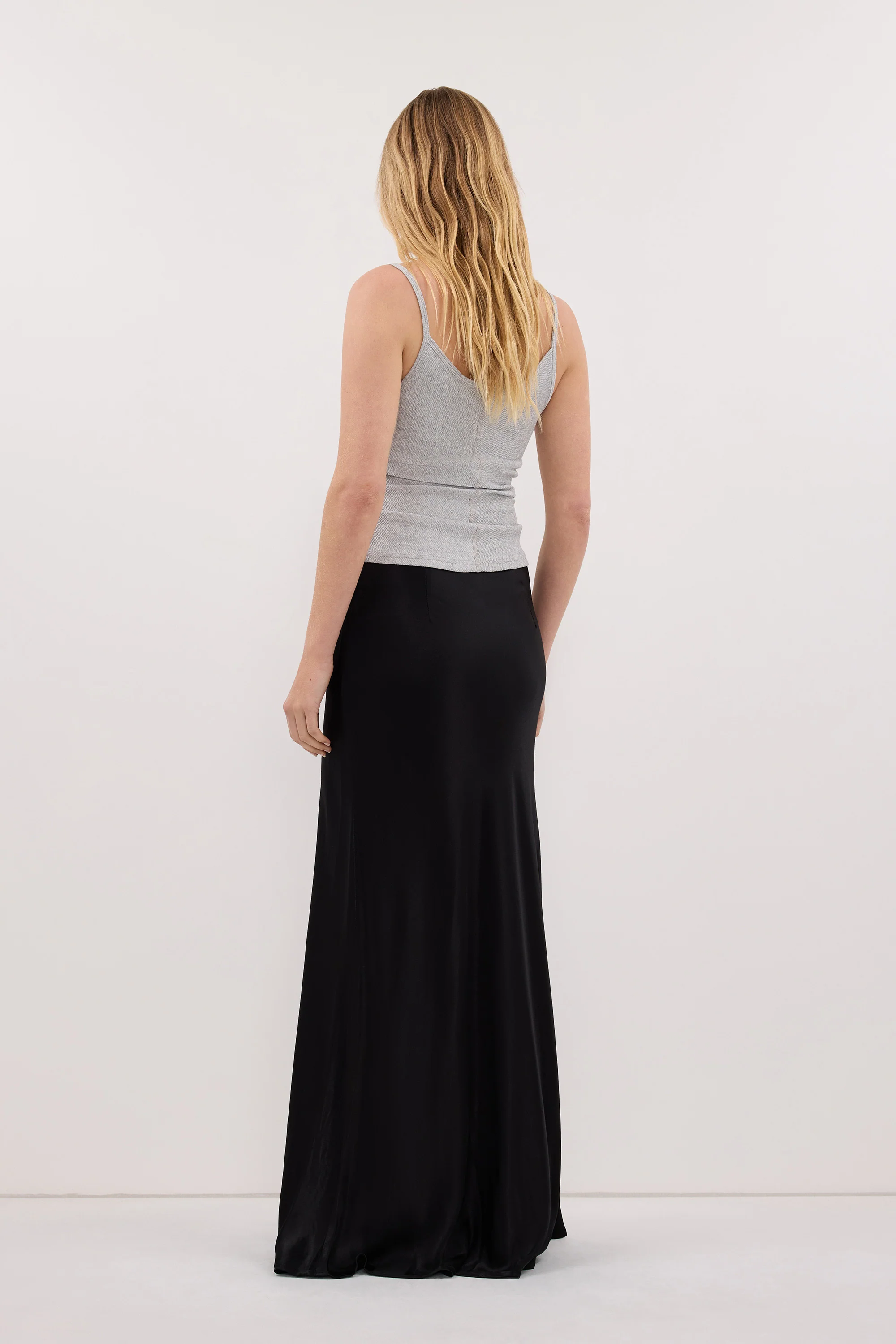 CHARLI BLACK SATIN MAXI SKIRT - Image 6