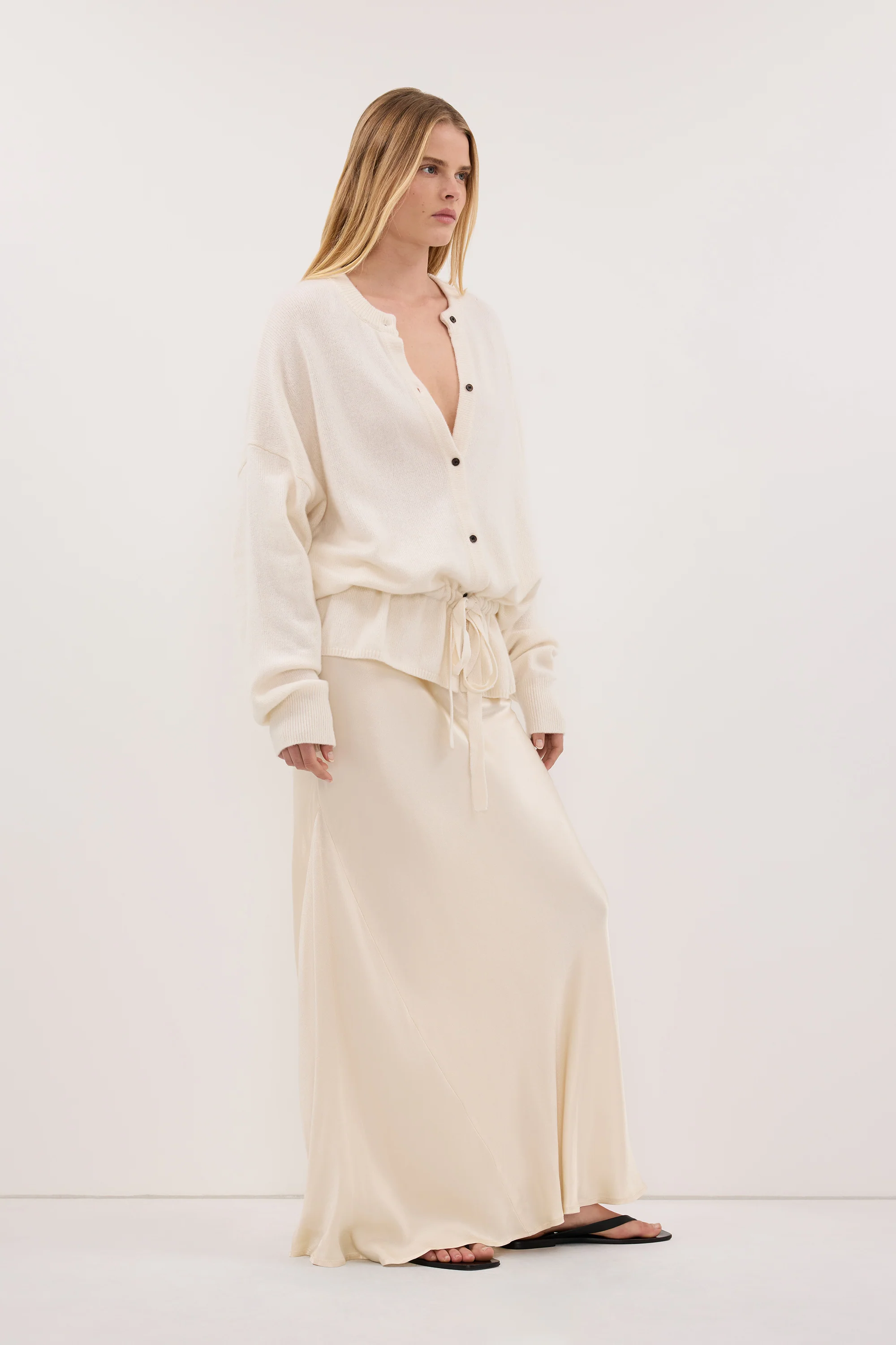 CHARLI CREAM SATIN MAXI SKIRT - Image 2