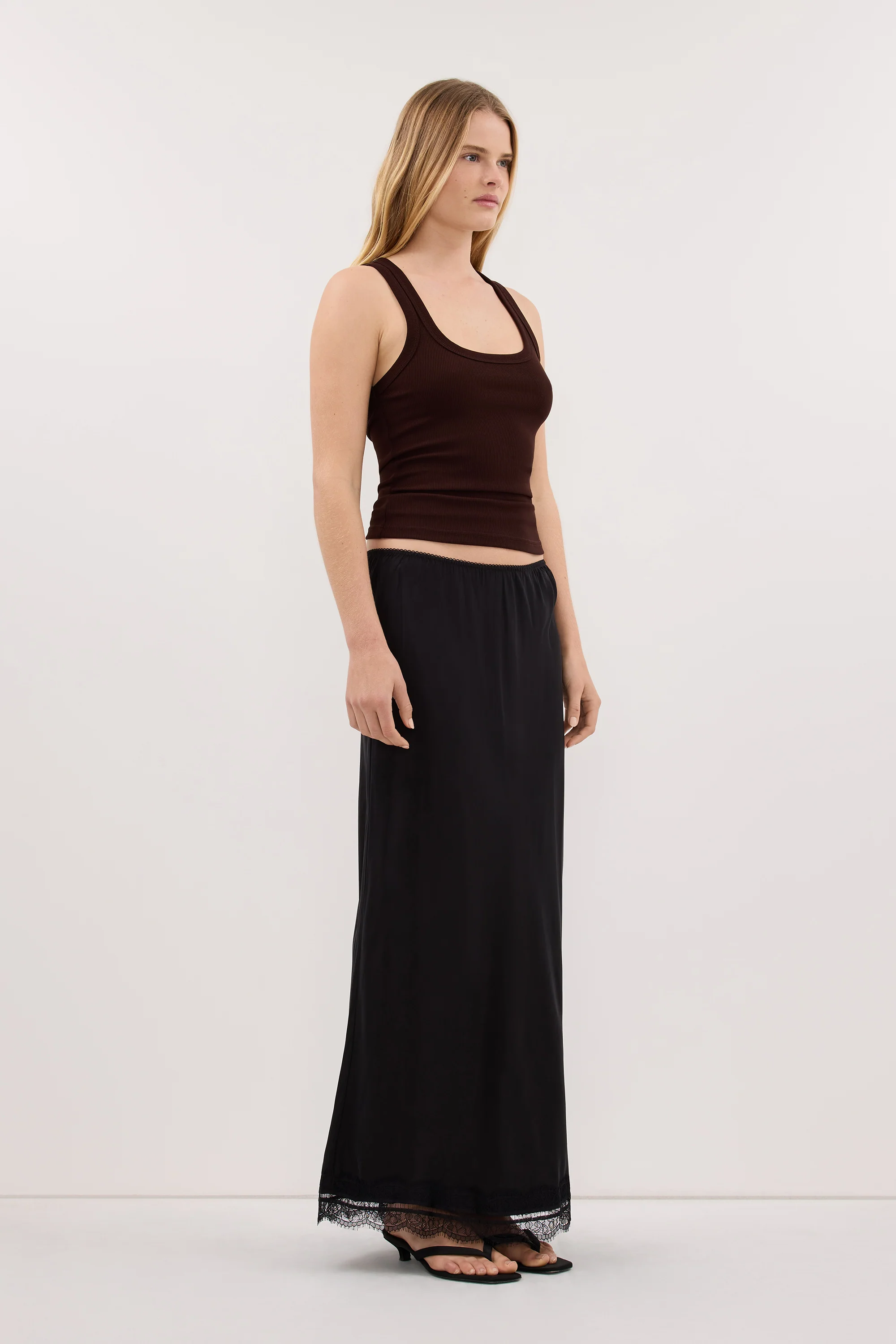 CLARA BURNT CHOC SCOOP NECK TANK TOP - Image 3