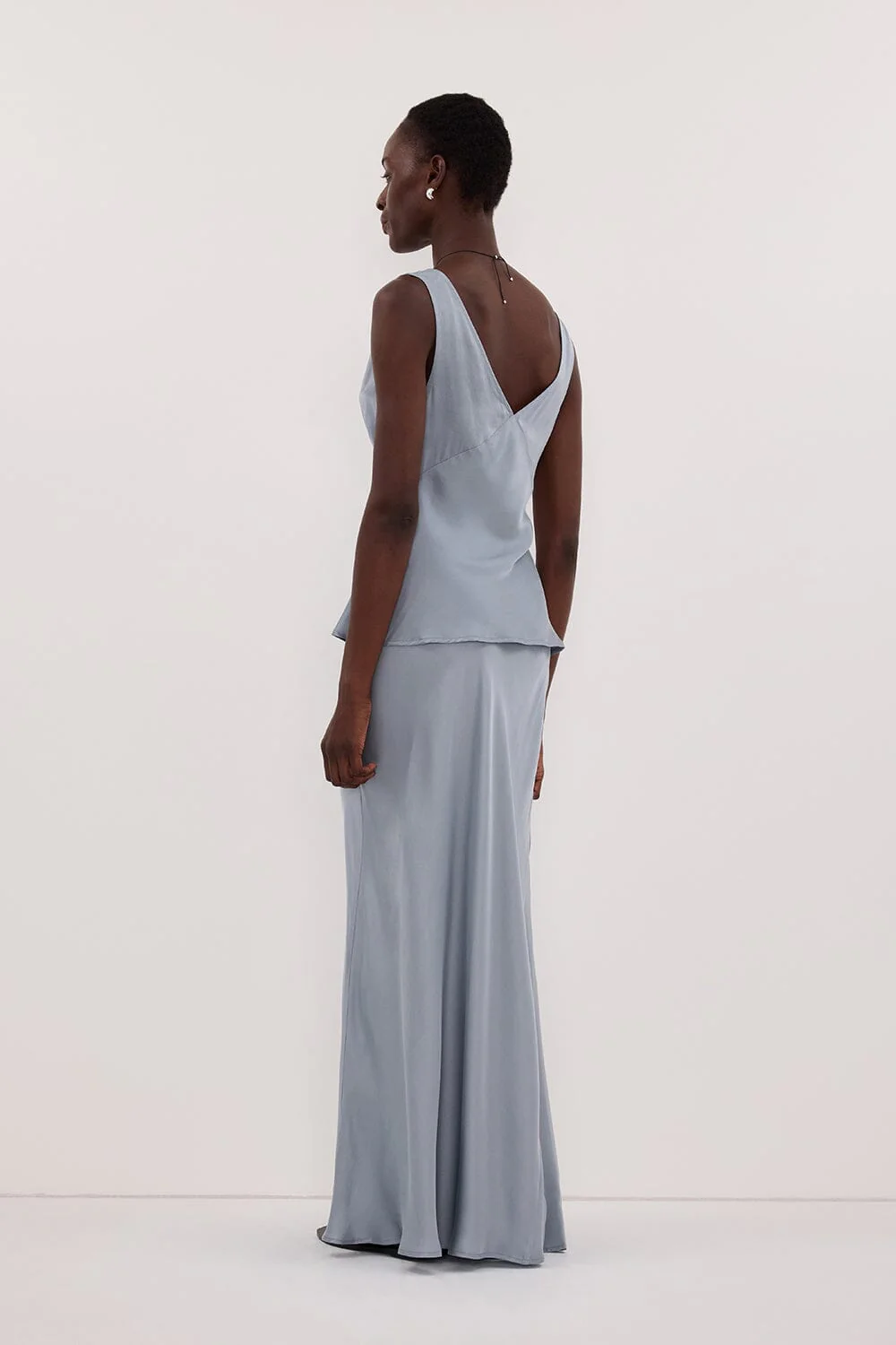 COLETTE DUSTY BLUE SILK MAXI SKIRT - Image 5