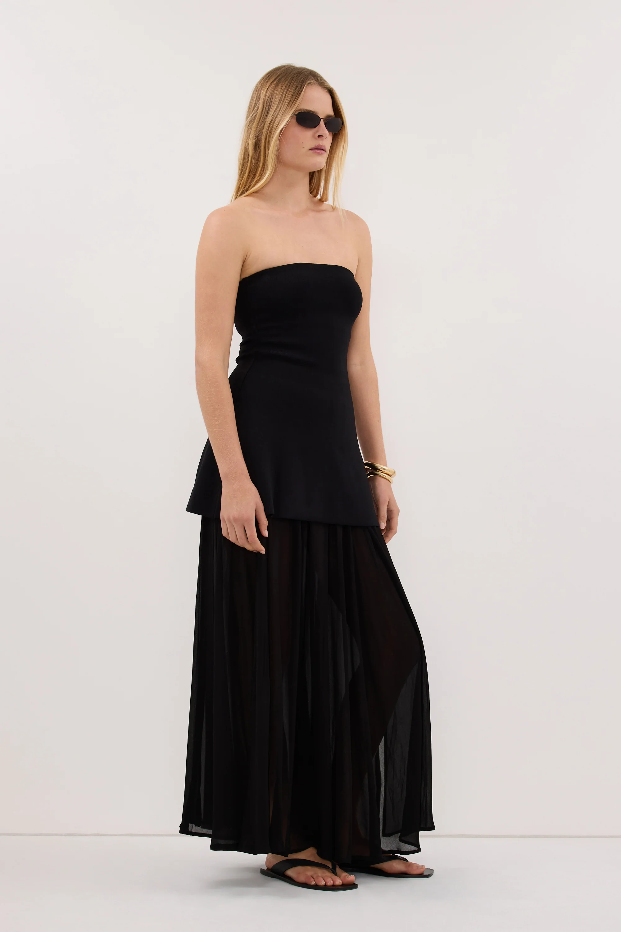 CORALIE BLACK SHEER MIDI SKIRT - Image 4