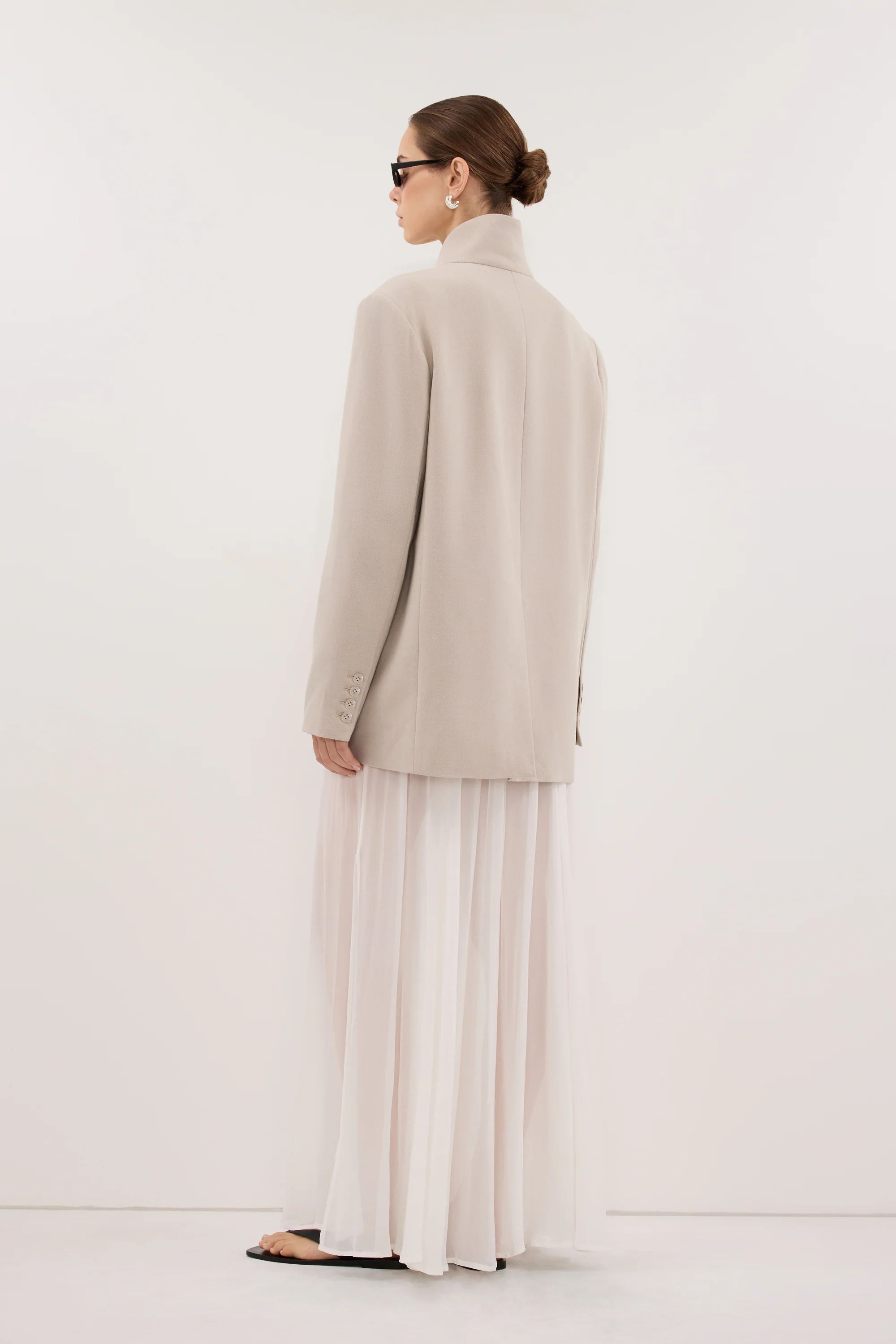 CORALIE OFF WHITE SHEER MIDI SKIRT - Image 4