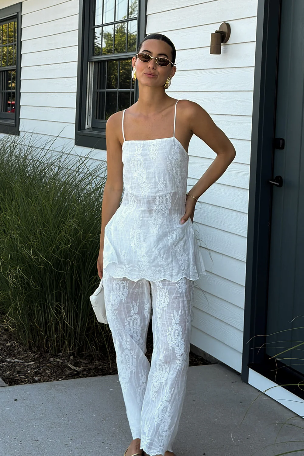 CORDELIA WHITE CROPPED RAMIE PANT - Image 2