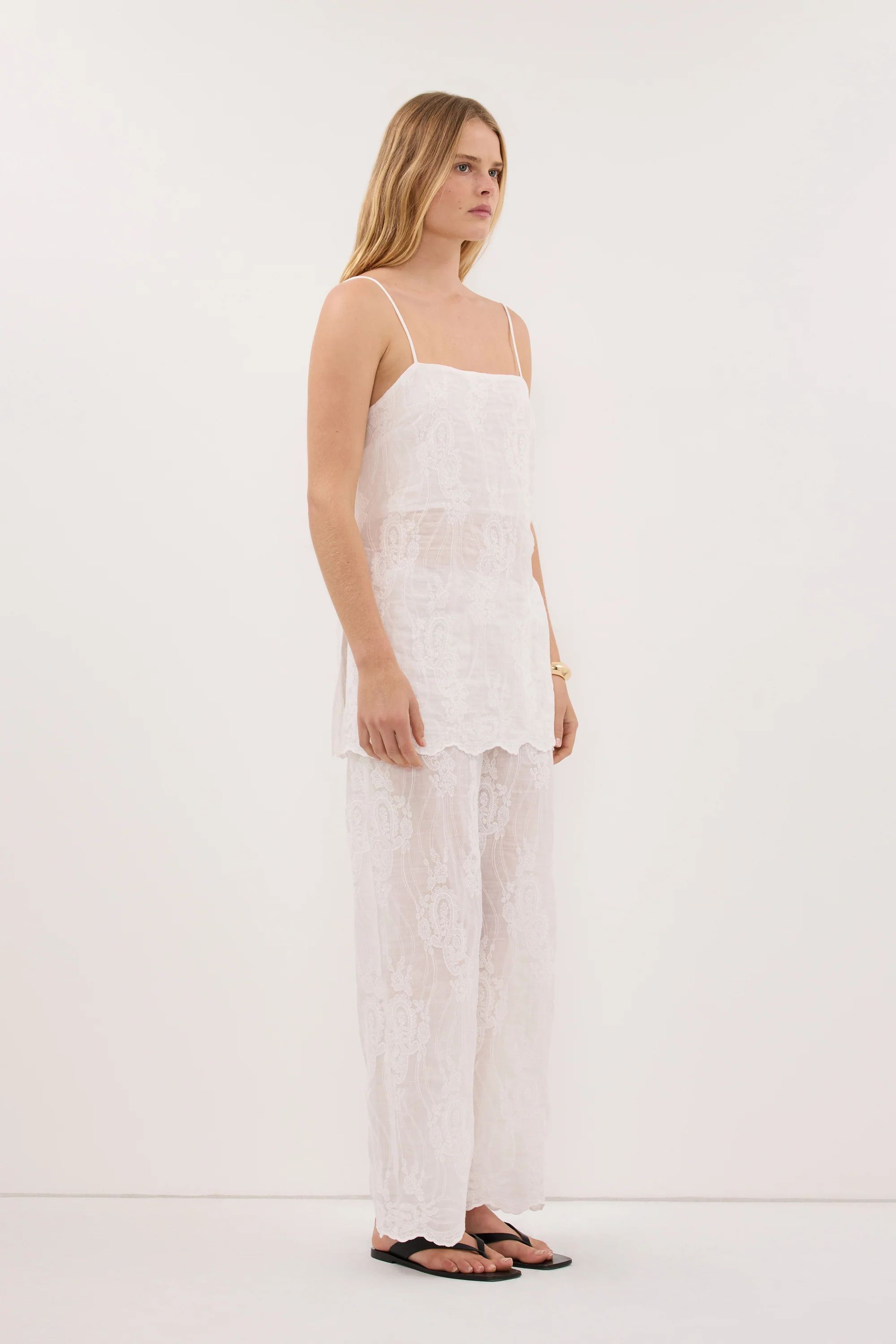 CORDELIA WHITE CROPPED RAMIE PANT - Image 3