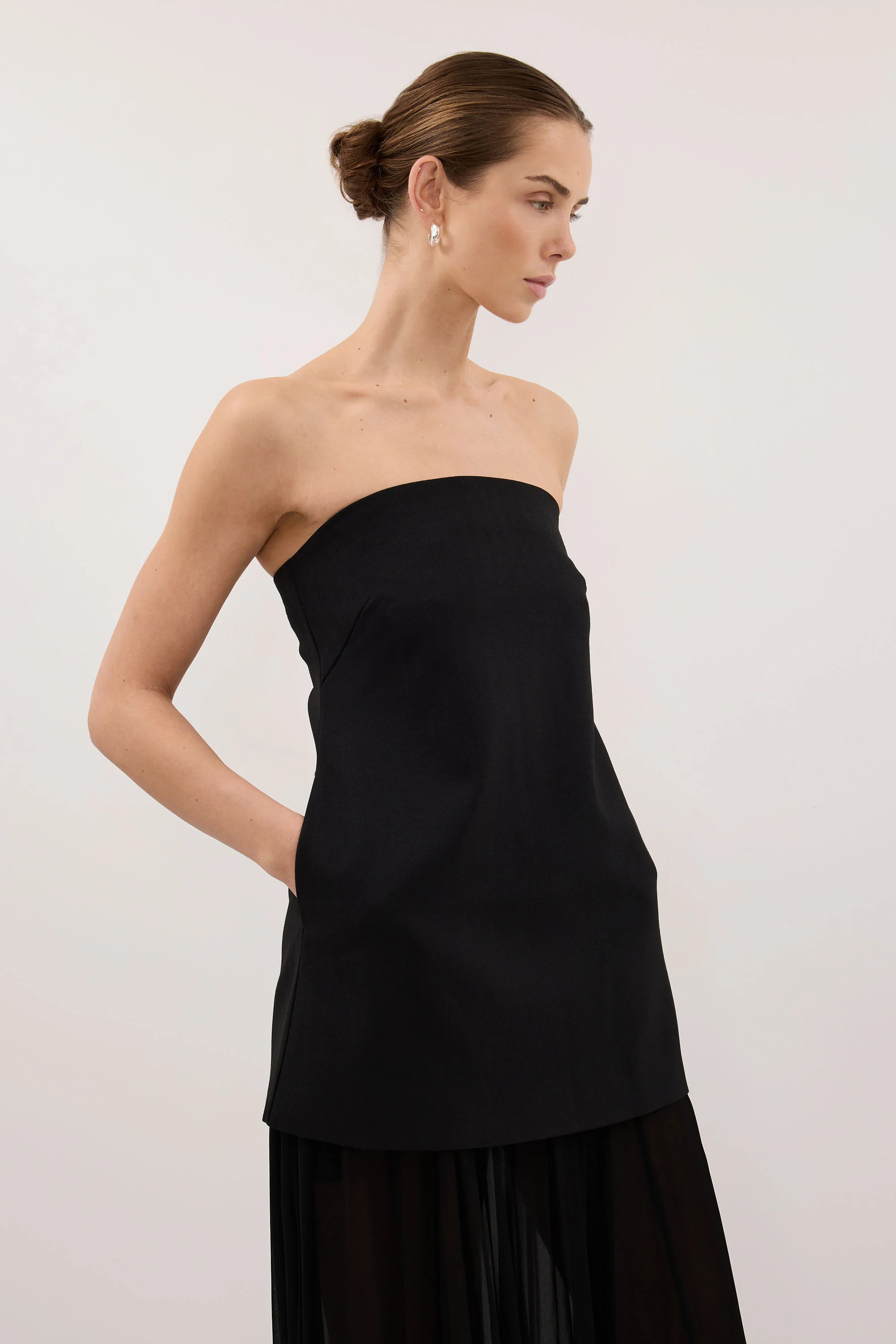 CYRUS BLACK STRAPLESS TUNIC TOP - Image 2