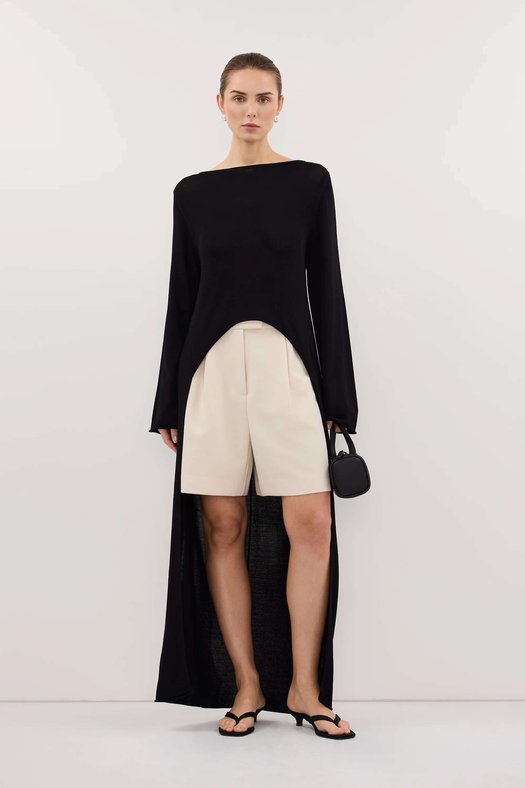 DAPHNE BLACK KNIT CAPE TOP