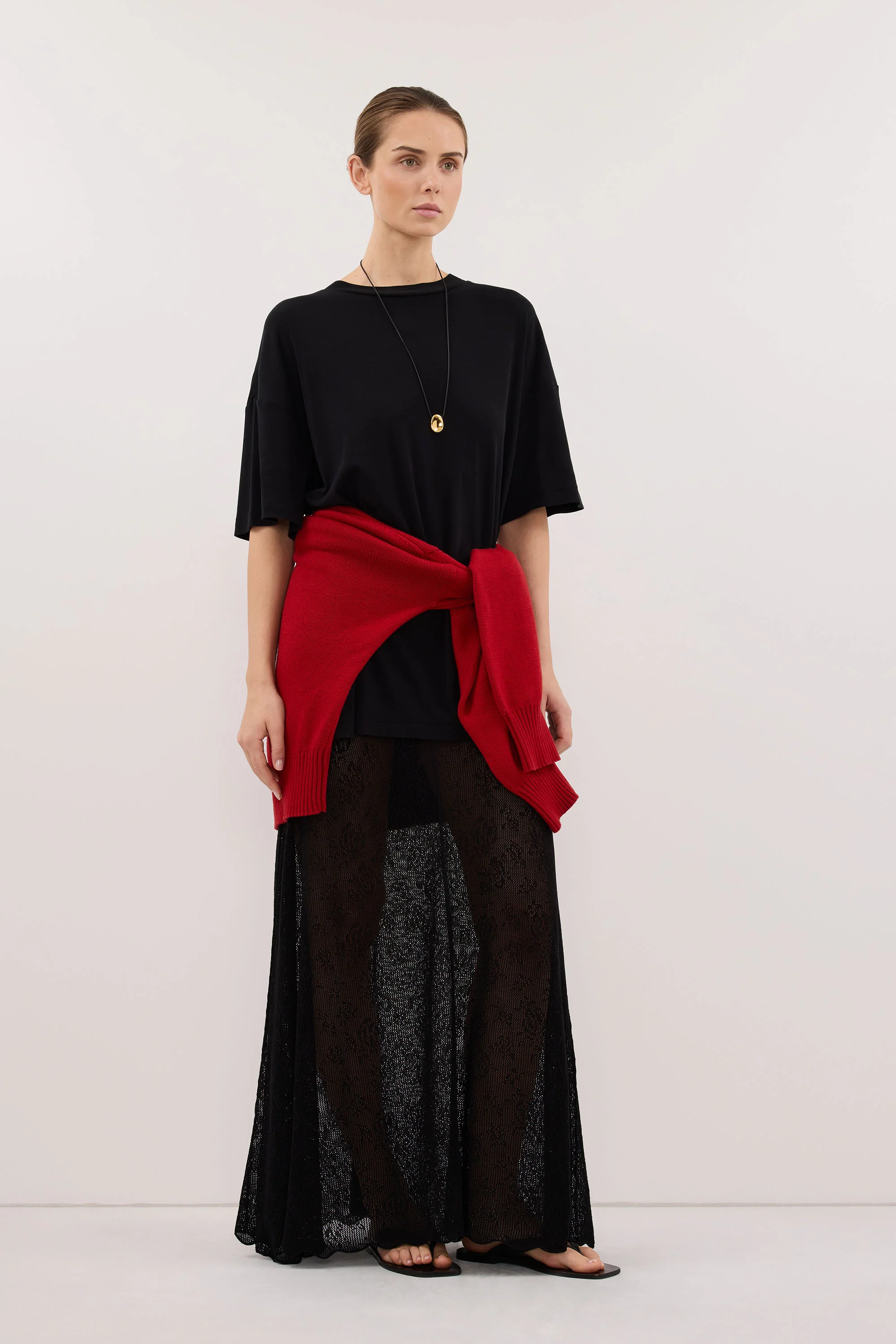 DELIA BLACK LACE MAXI SKIRT - Image 3