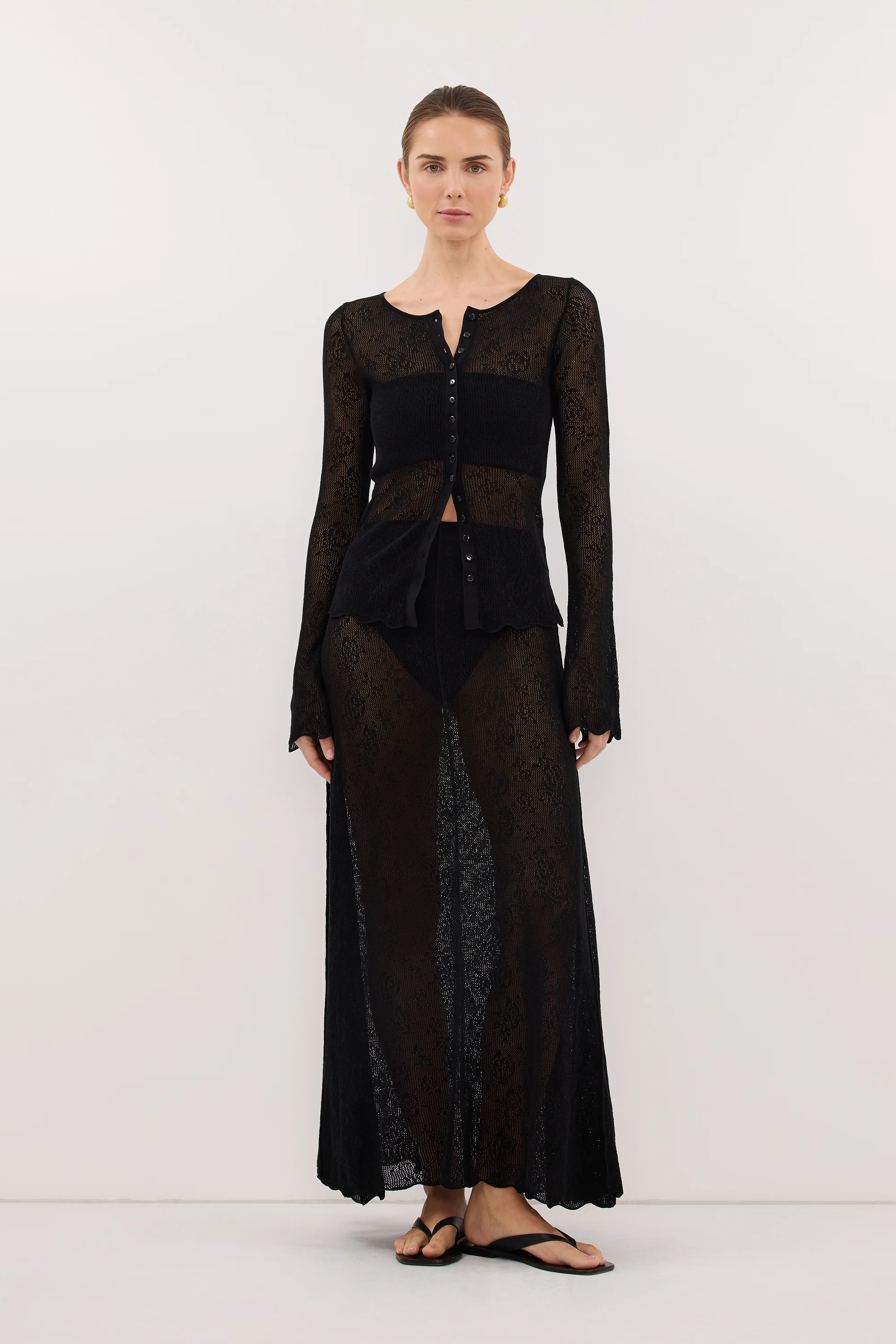 DELIA BLACK LACE MAXI SKIRT - Image 6