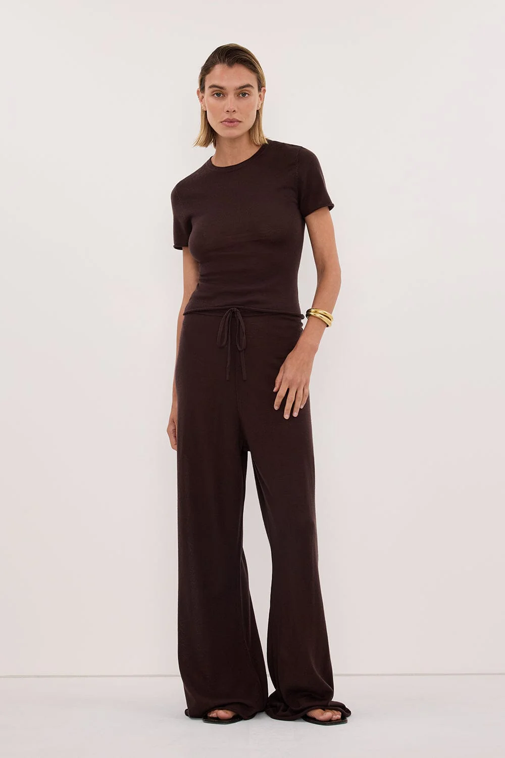 DUKE BITTER CHOC MERINO KNIT PANTS - Image 3