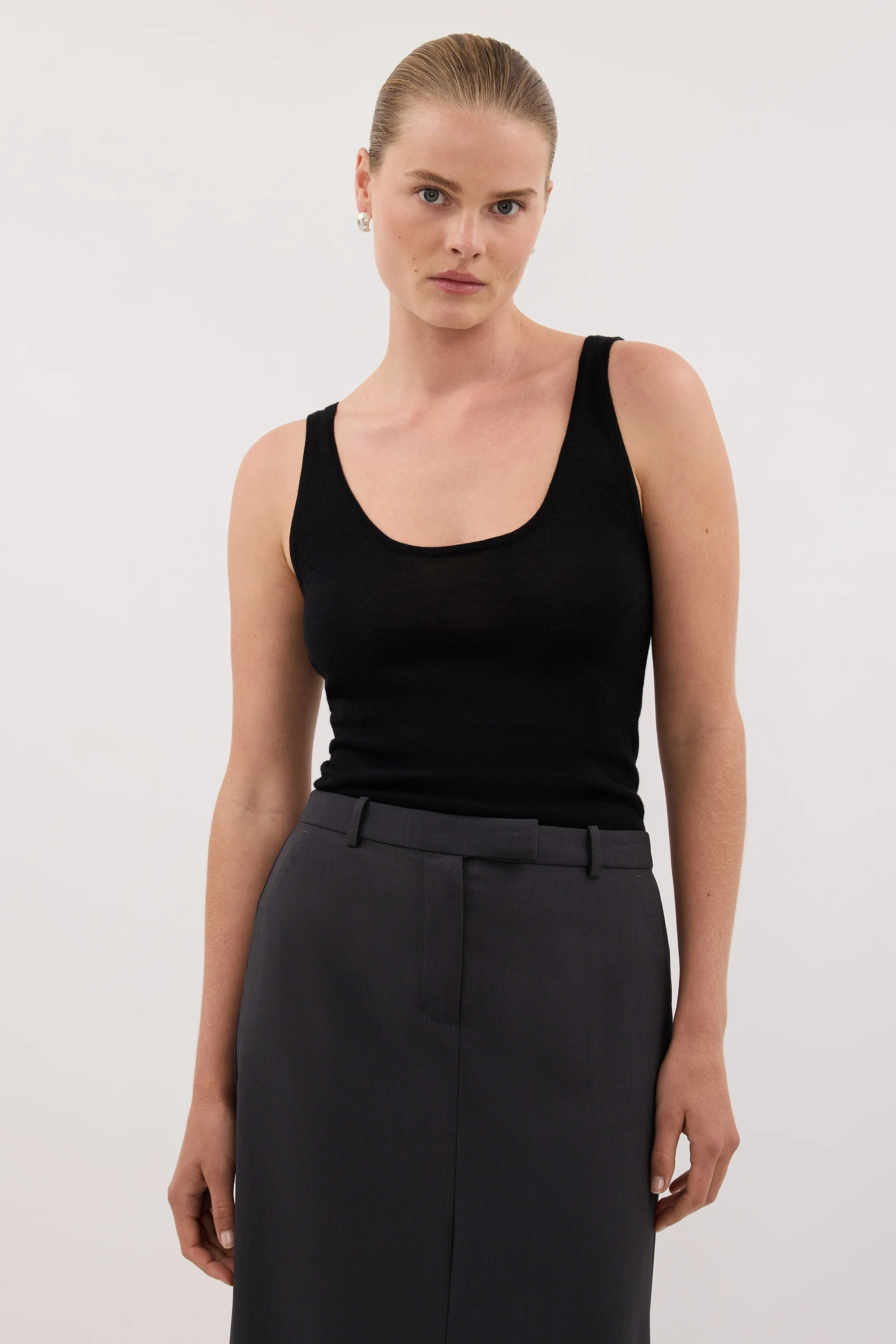 DUKE BLACK MERINO KNIT TANK - Image 2