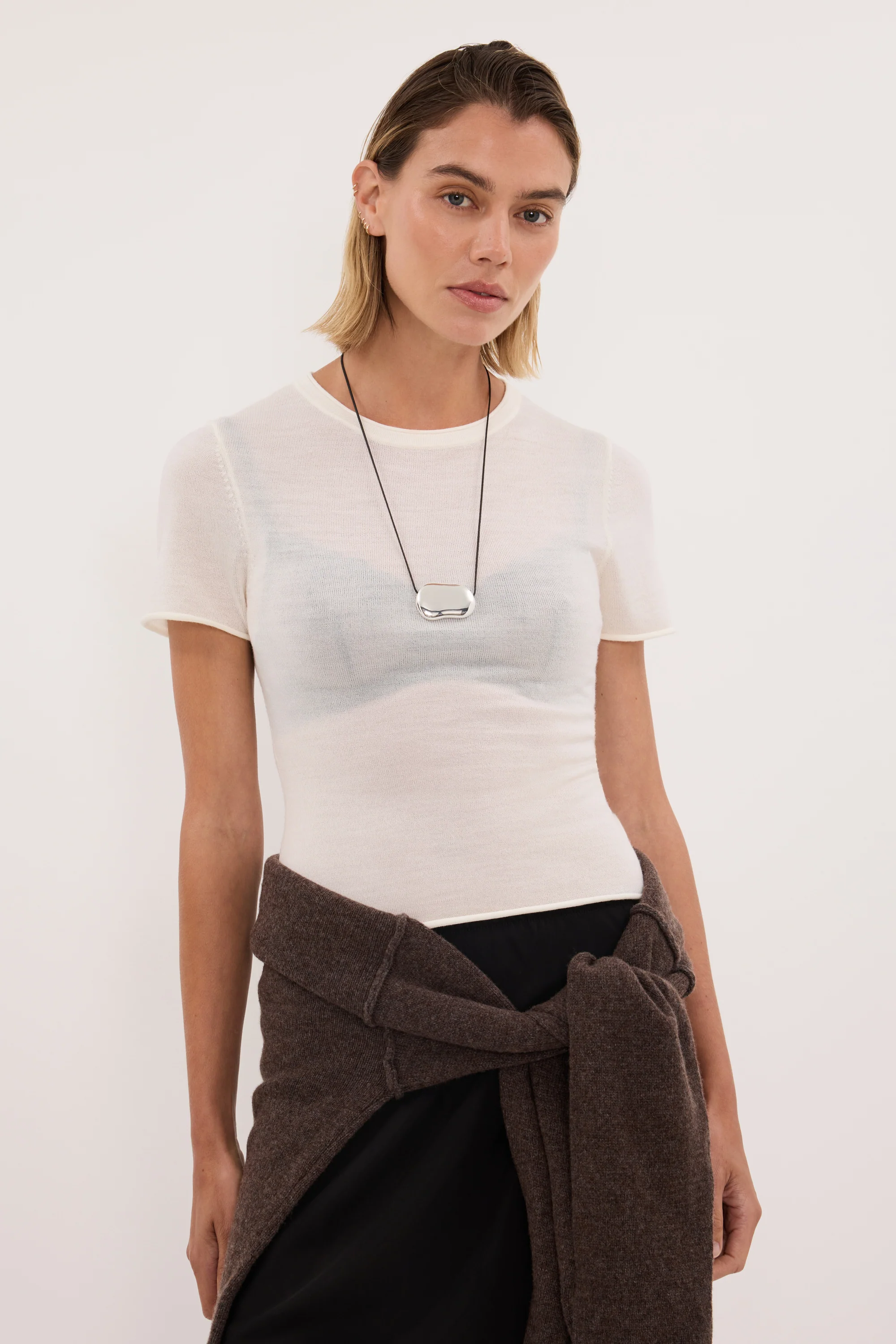 DUKE OFF WHITE MERINO KNIT BABY TEE - Image 5