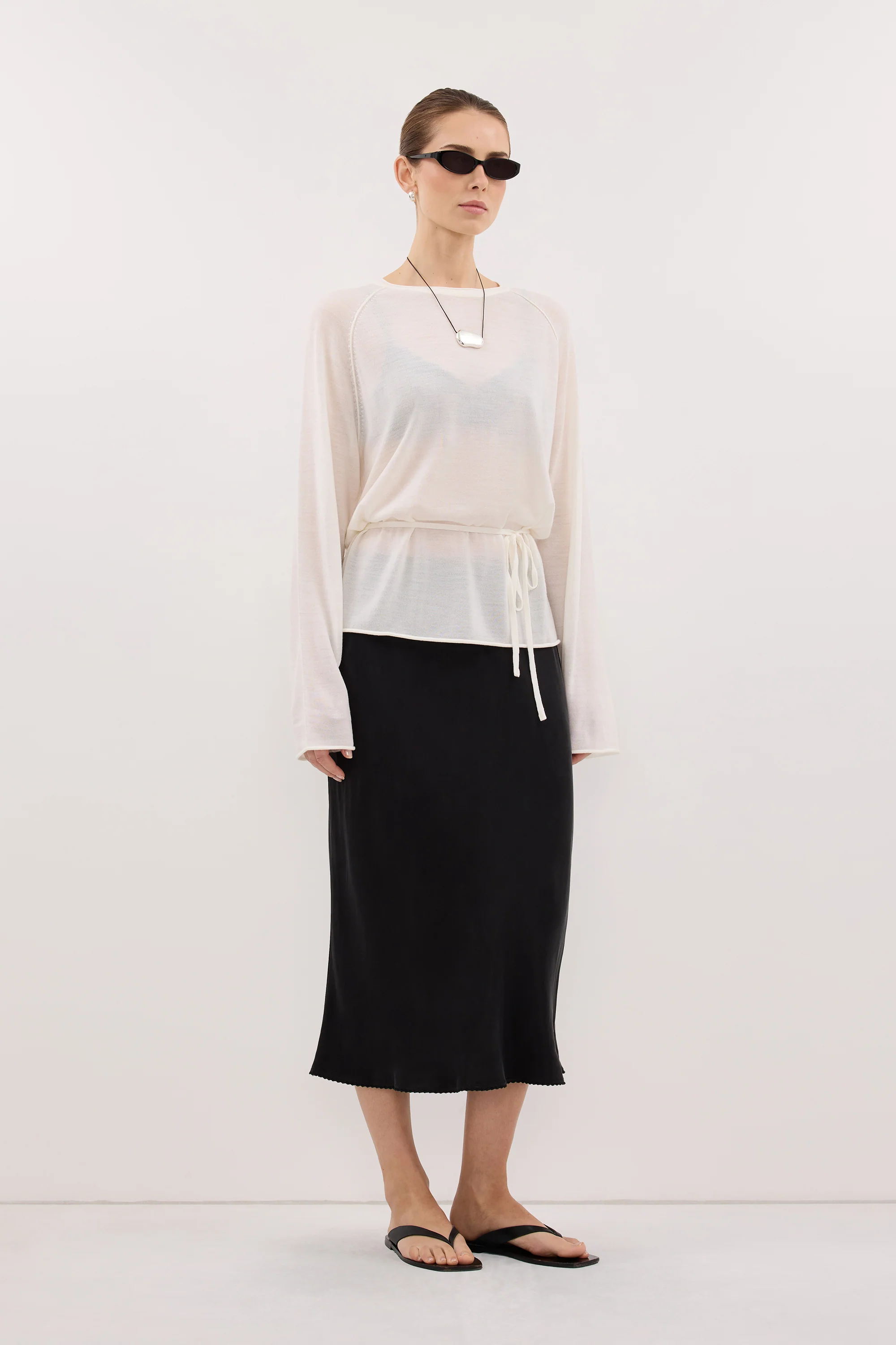 DUKE OFF WHITE TIE MERINO KNIT TOP - Image 4