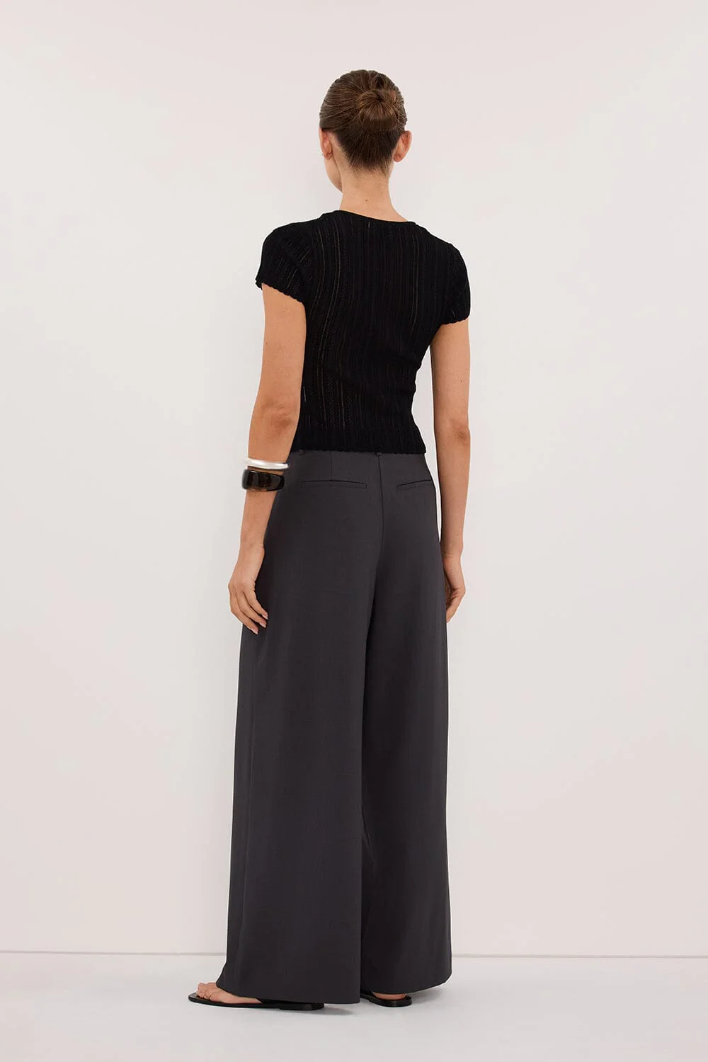 ELENA BLACK POINTELLE KNIT BABY TEE - Image 6
