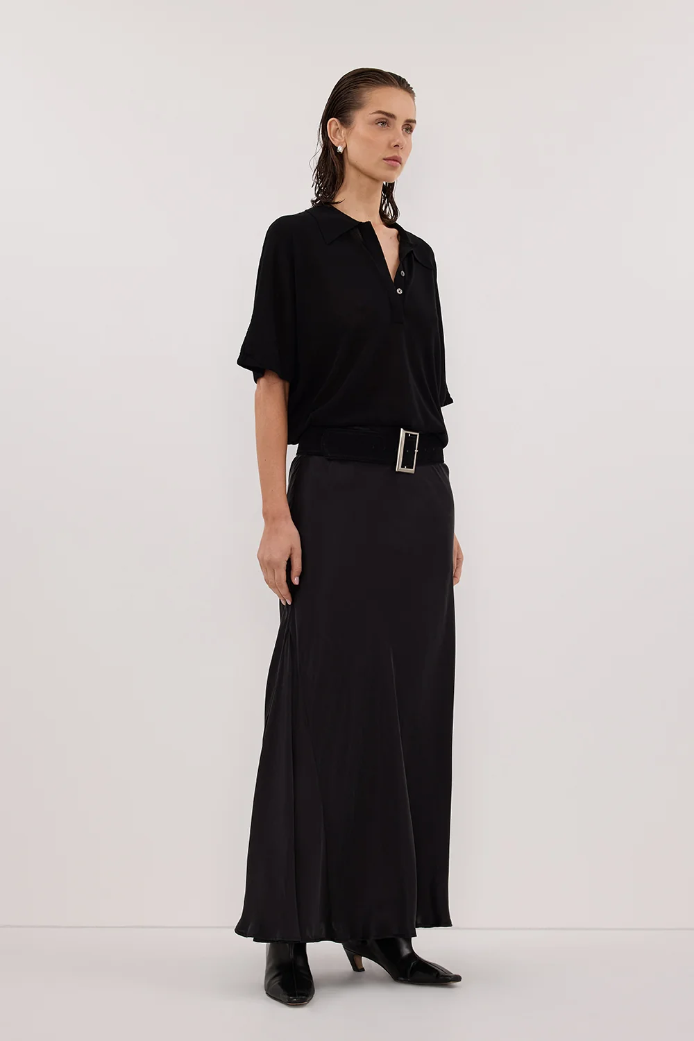 ELI BLACK POLO KNIT TOP - Image 3
