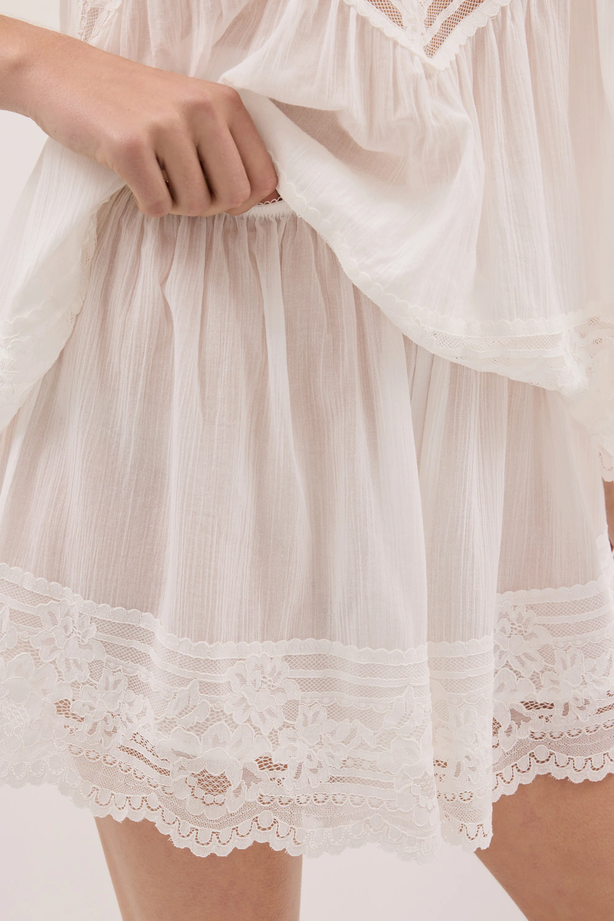 ELISA WHITE COTTON SHEER SHORT - Image 5