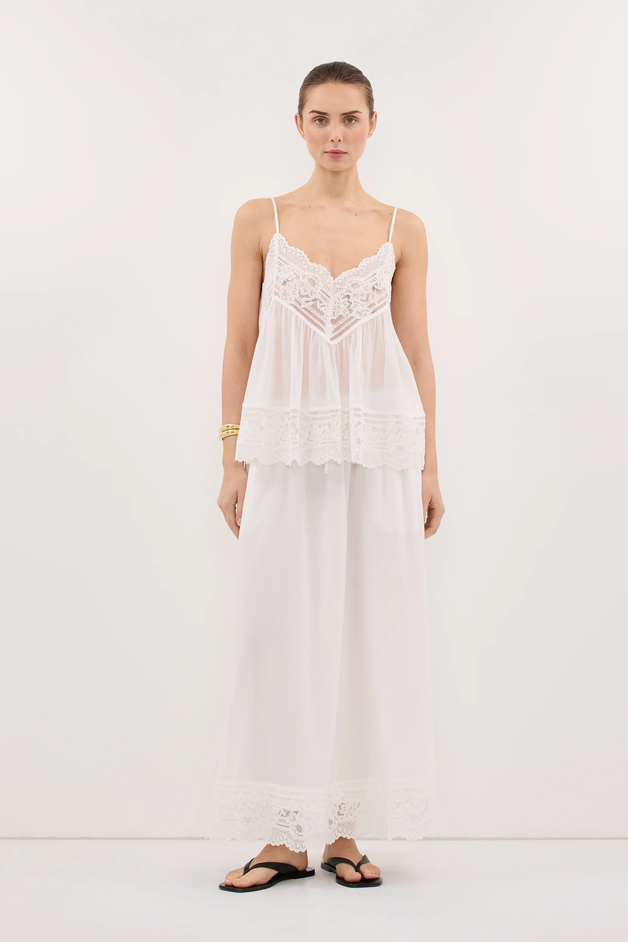 ELISA WHITE COTTON SHEER MIDI SKIRT