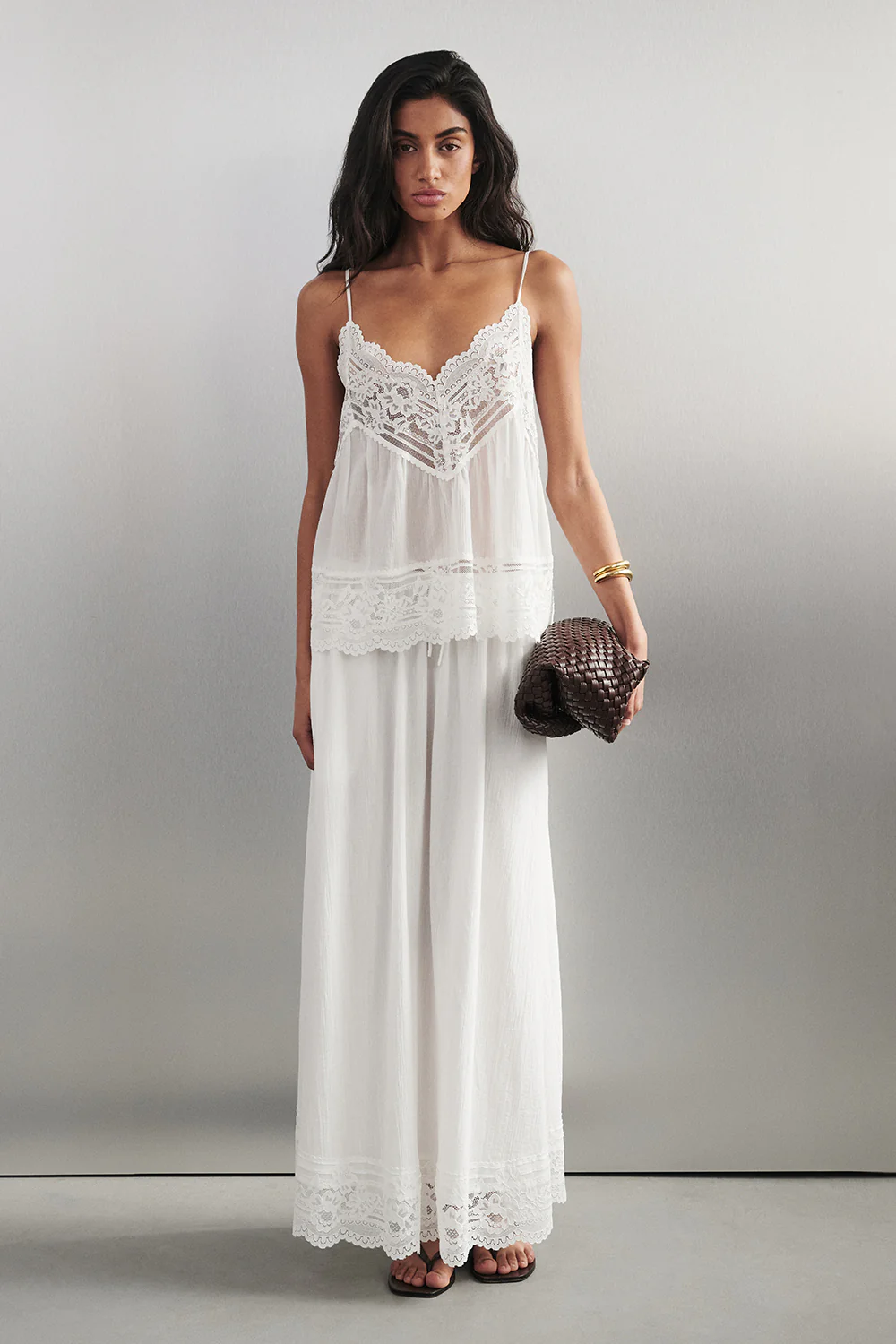 ELISA WHITE COTTON SHEER MIDI SKIRT - Image 2
