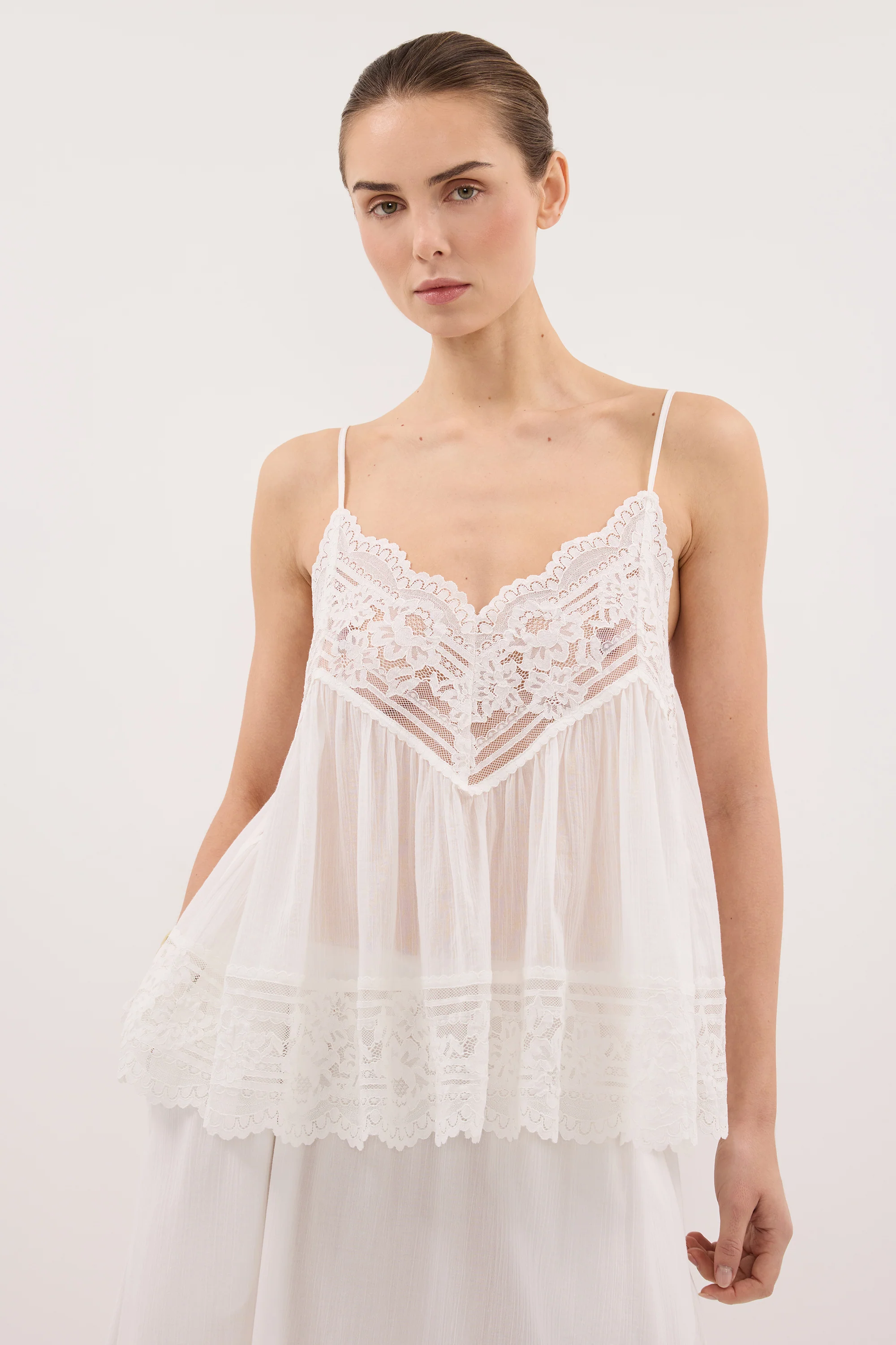 ELISA WHITE COTTON SHEER TOP - Image 2