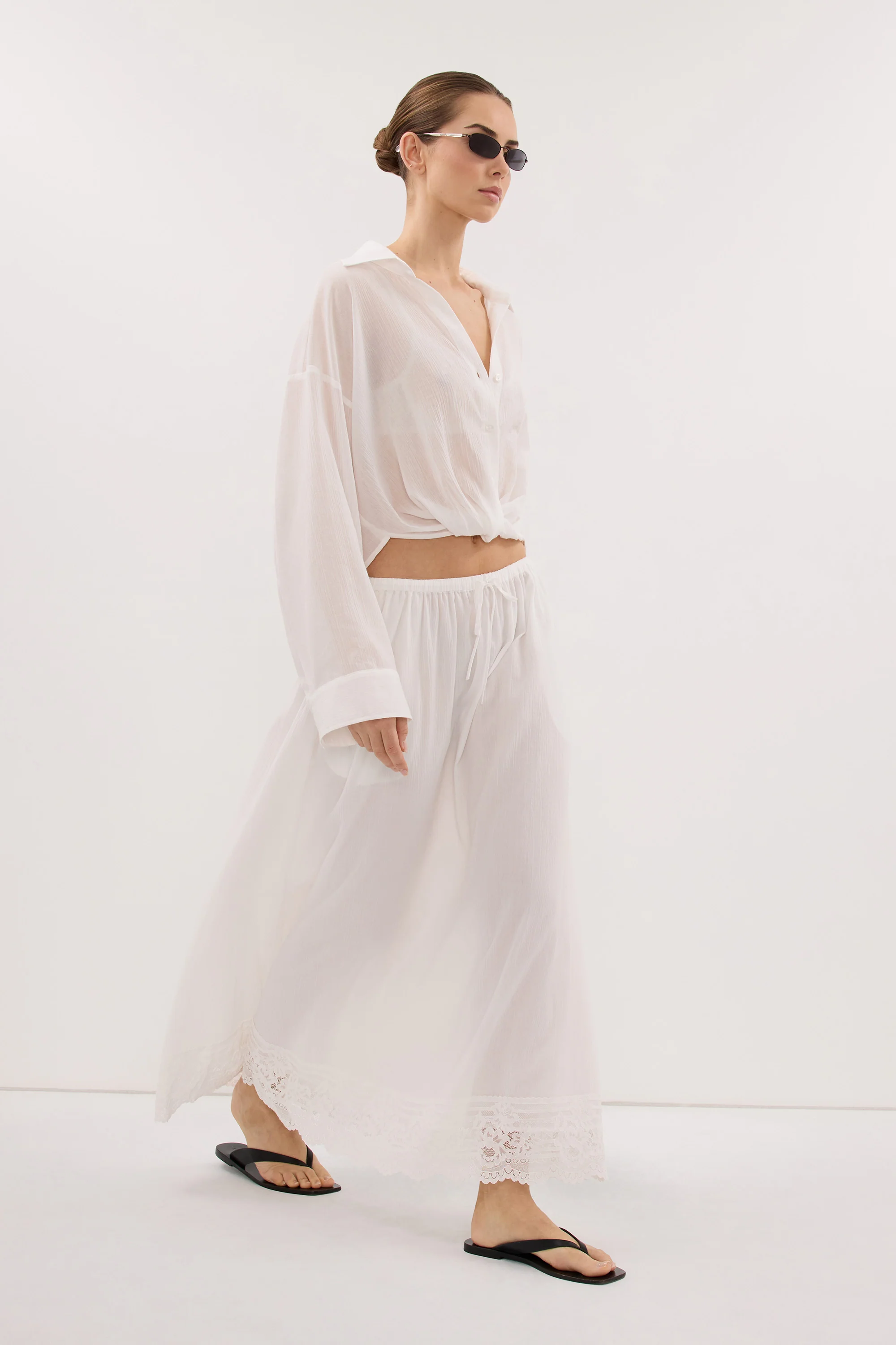 ELISA WHITE SHEER CRINKLE SHIRT - Image 3