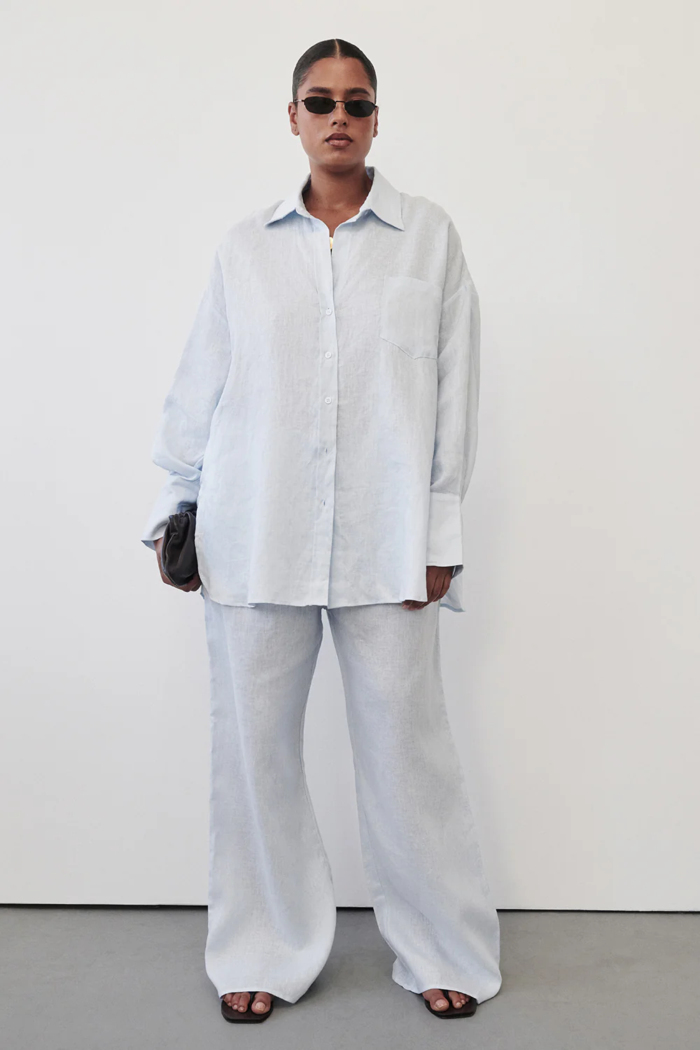 ELLIS ICE BLUE LONG SLEEVE LINEN SHIRT - Image 2