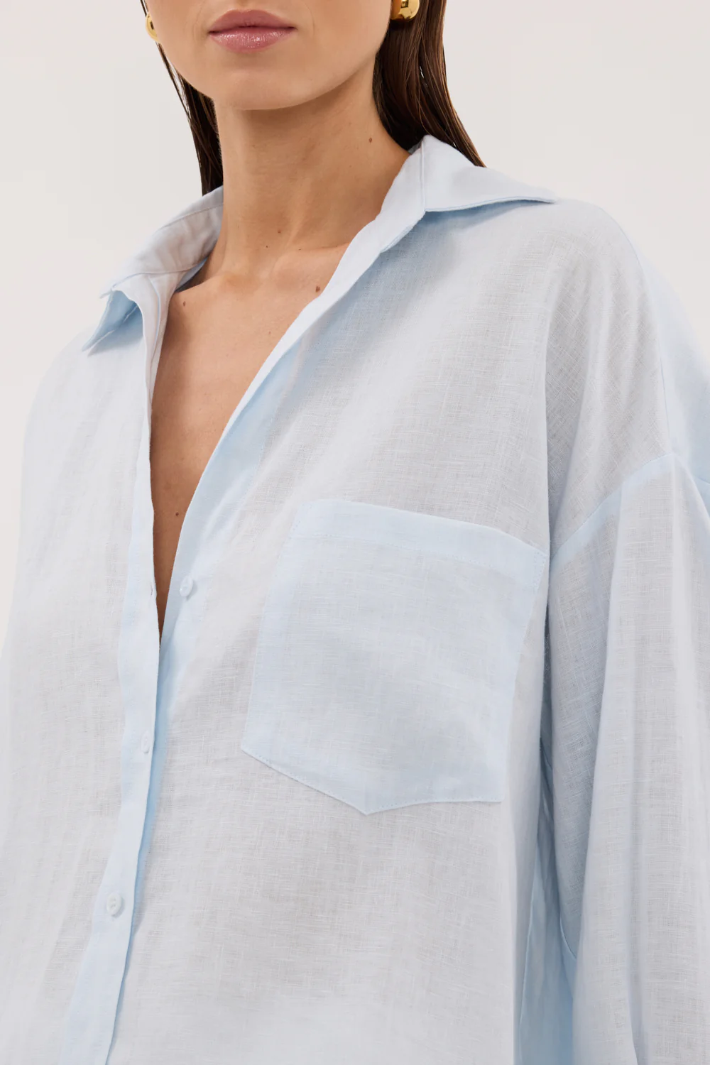 ELLIS ICE BLUE LONG SLEEVE LINEN SHIRT - Image 5