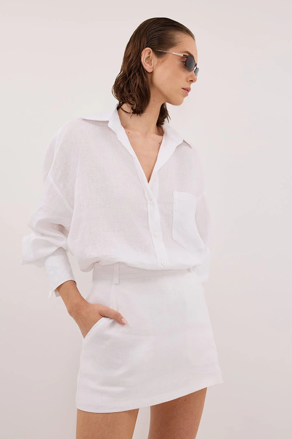 ELLIS WHITE LONG SLEEVE LINEN SHIRT - Image 2