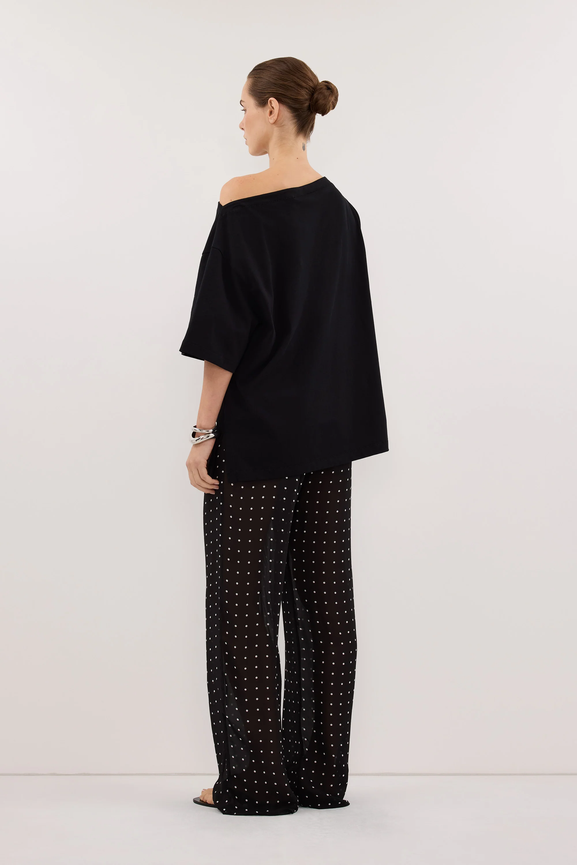 ESME BLACK ASYM BOAT NECK TEE - Image 3