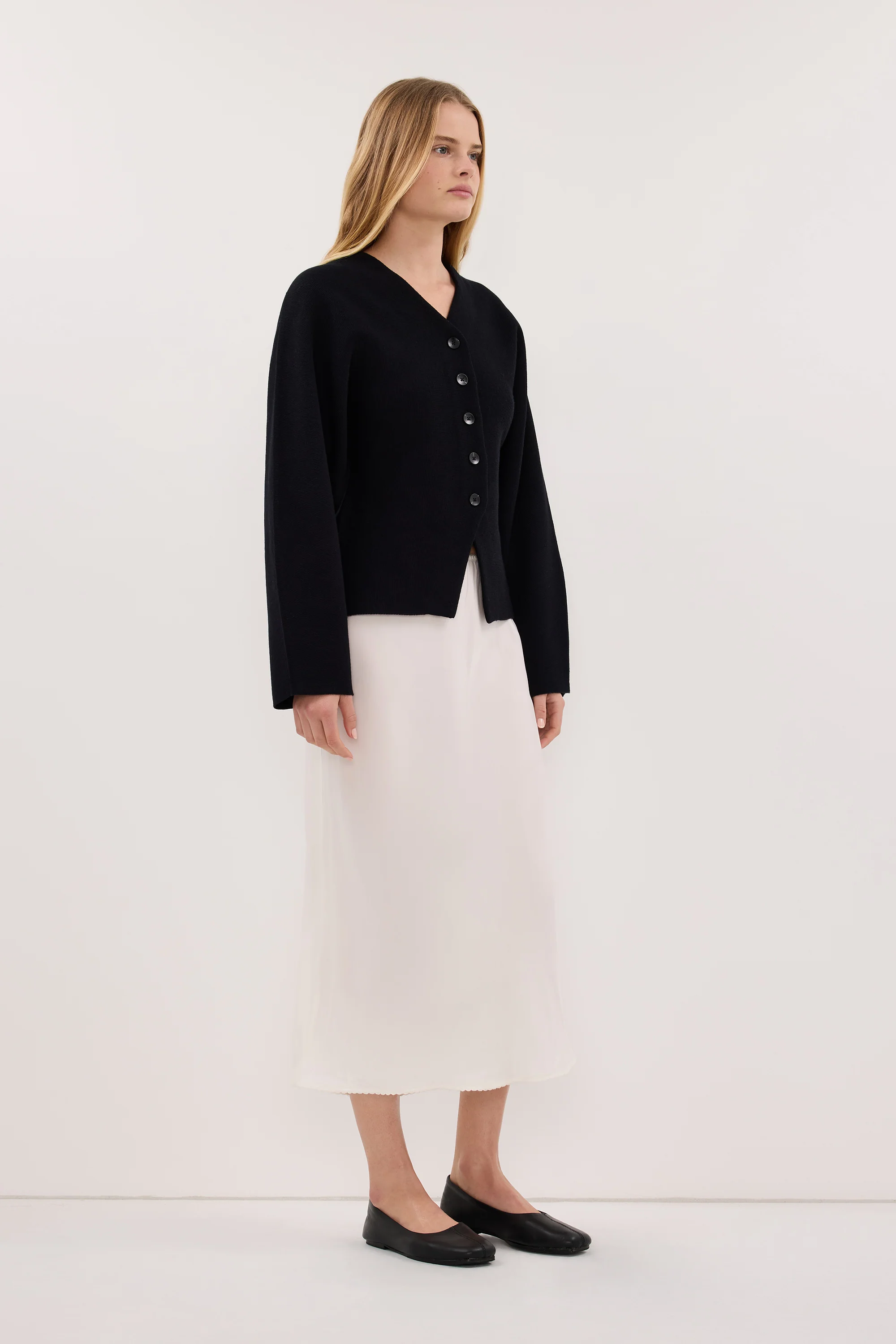 ETHEL BLACK V NECK CARDIGAN - Image 3