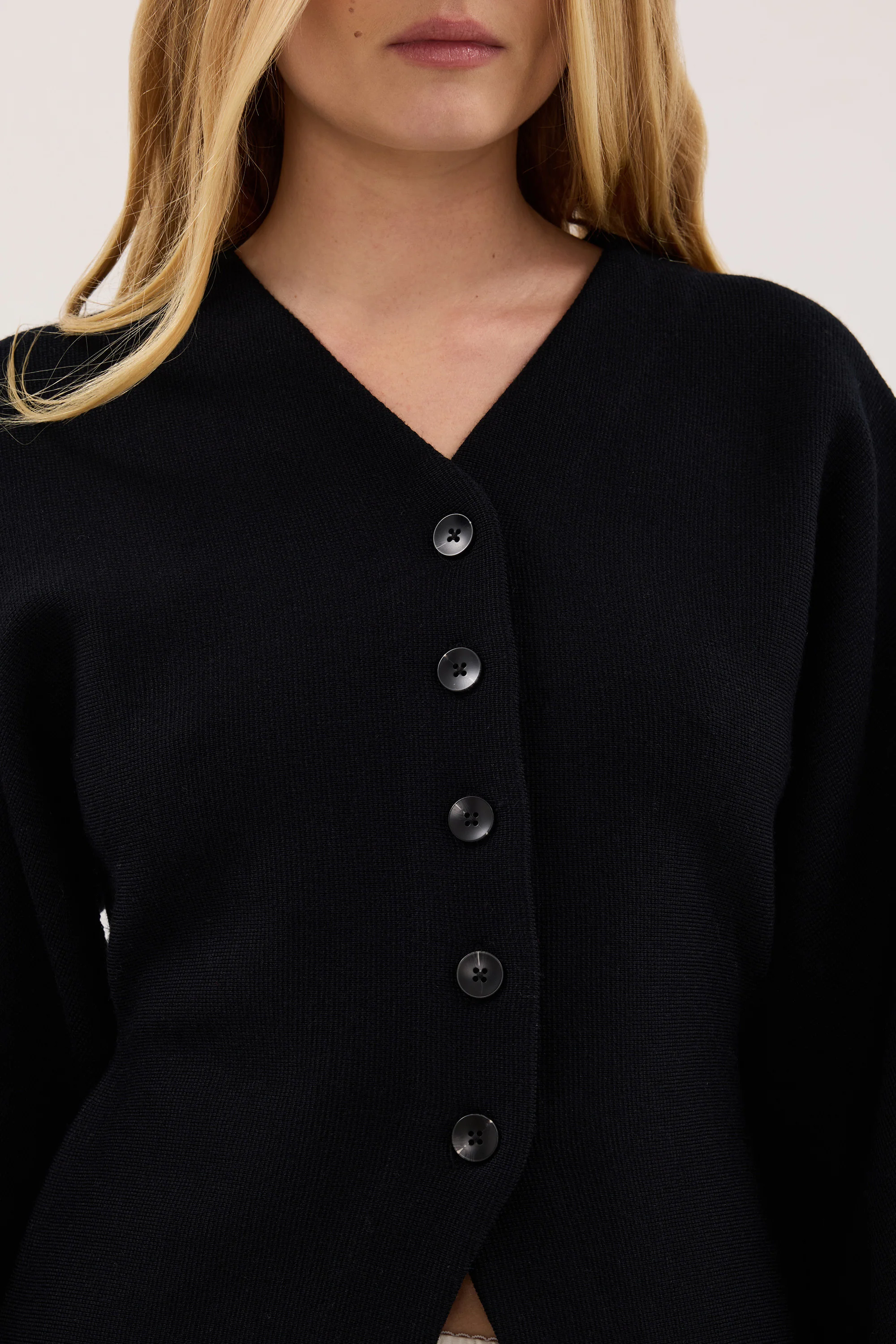 ETHEL BLACK V NECK CARDIGAN - Image 6