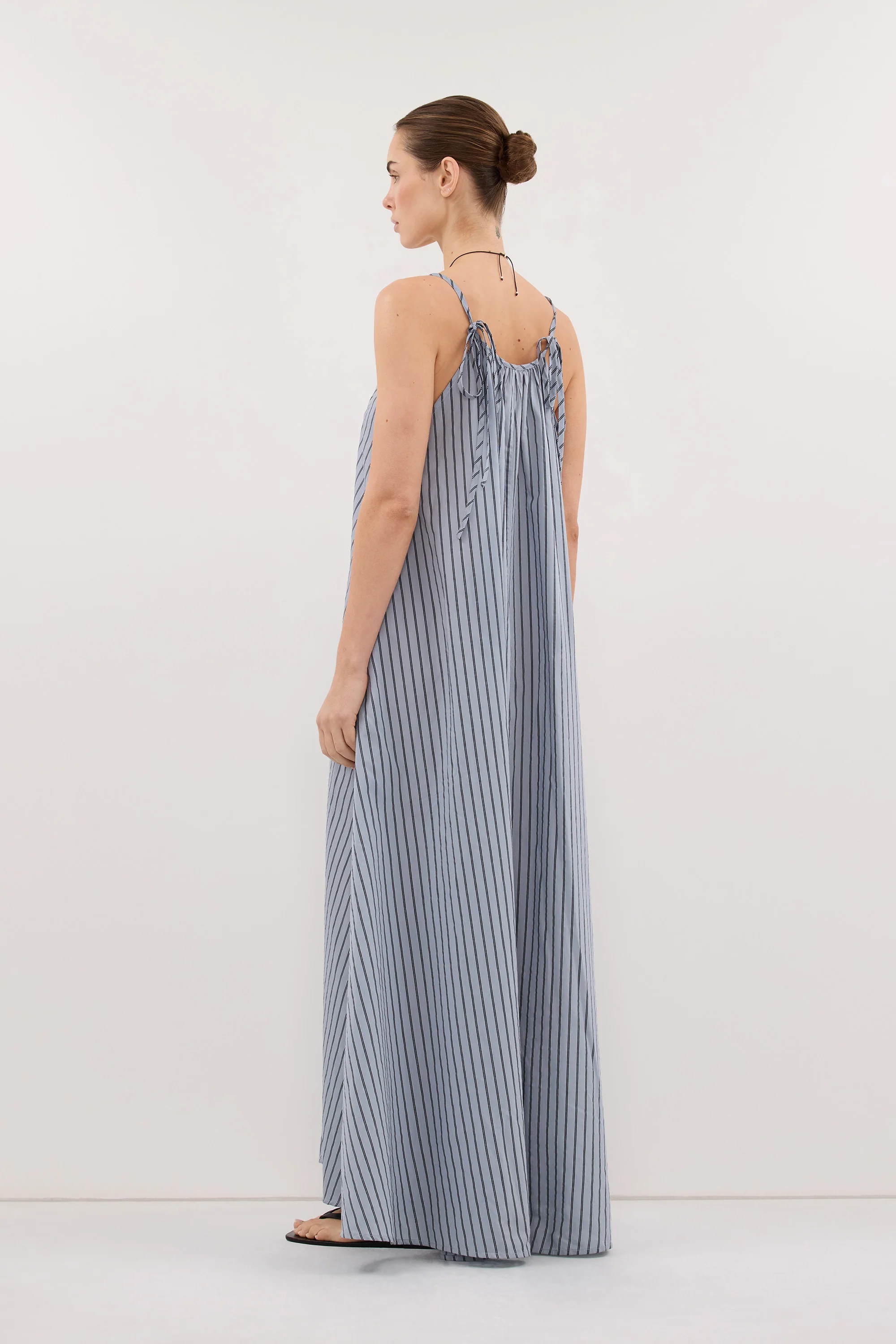 FABLE DUSTY BLUE STRIPE MIDI DRESS - Image 4