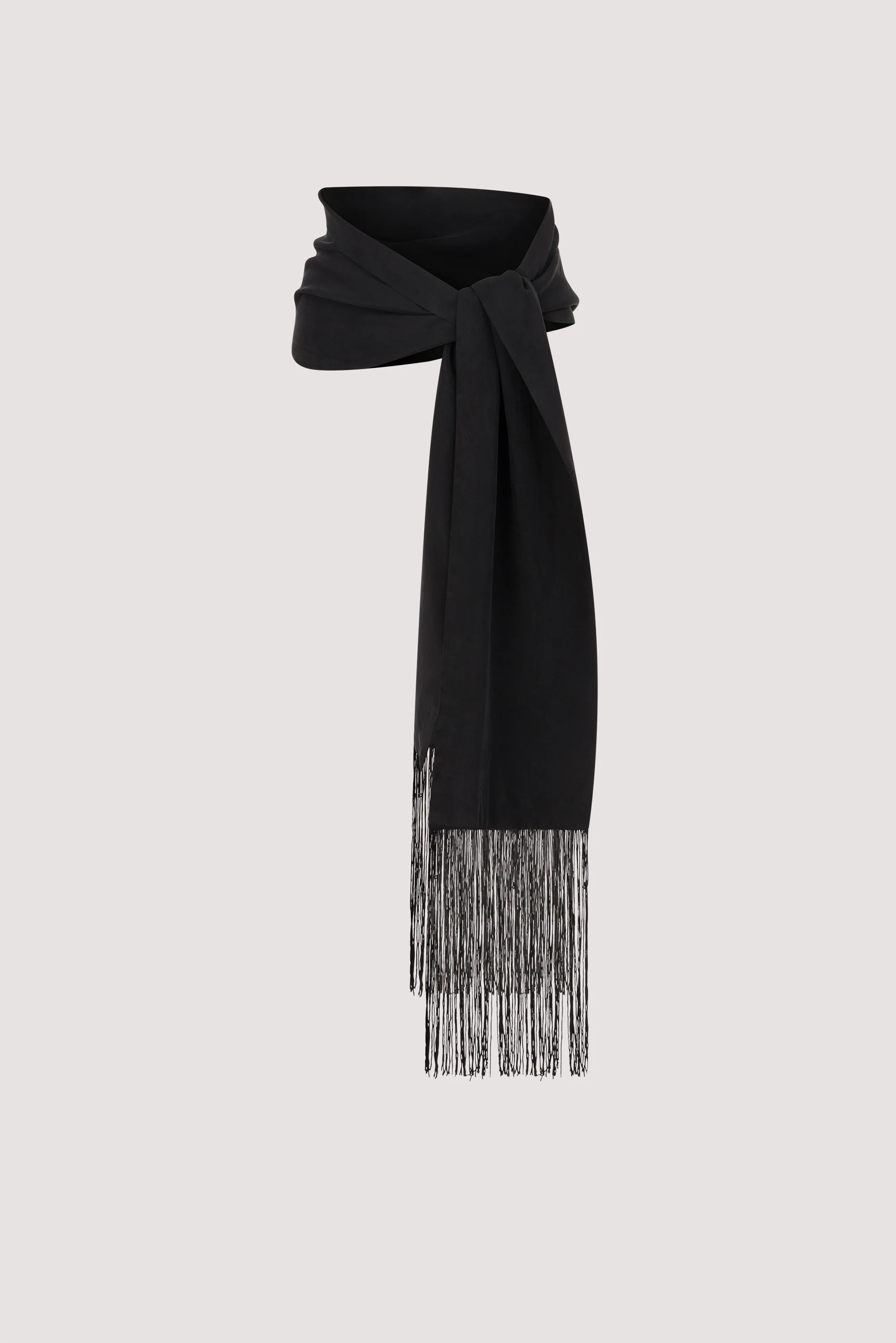 FIORA BLACK CUPRO FRINGE SCARF - Image 9