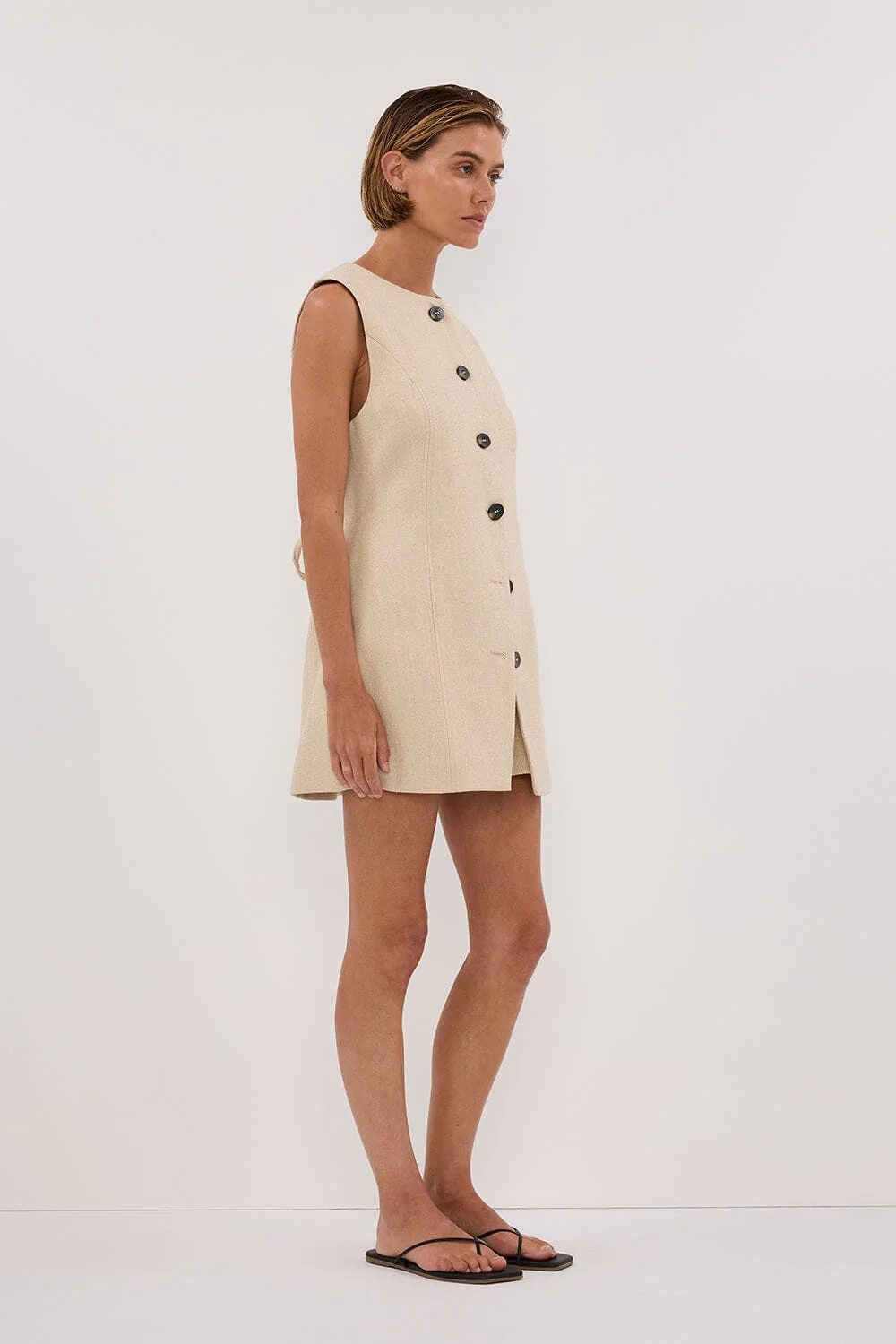 FRANKIE OAT TWEED TUNIC VEST - Image 3