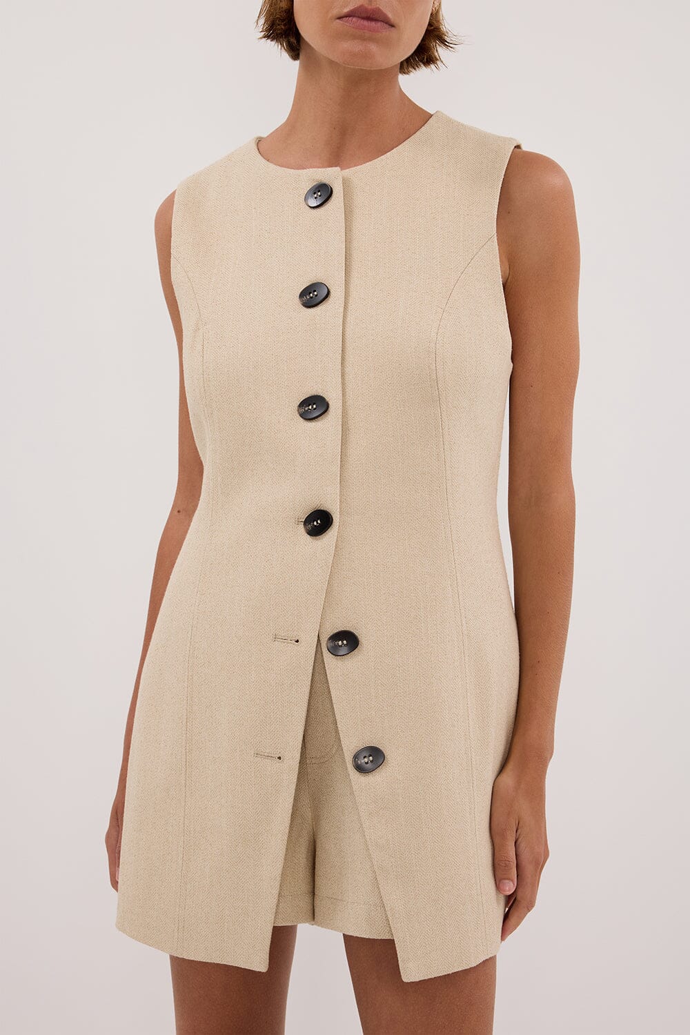 FRANKIE OAT TWEED TUNIC VEST - Image 5
