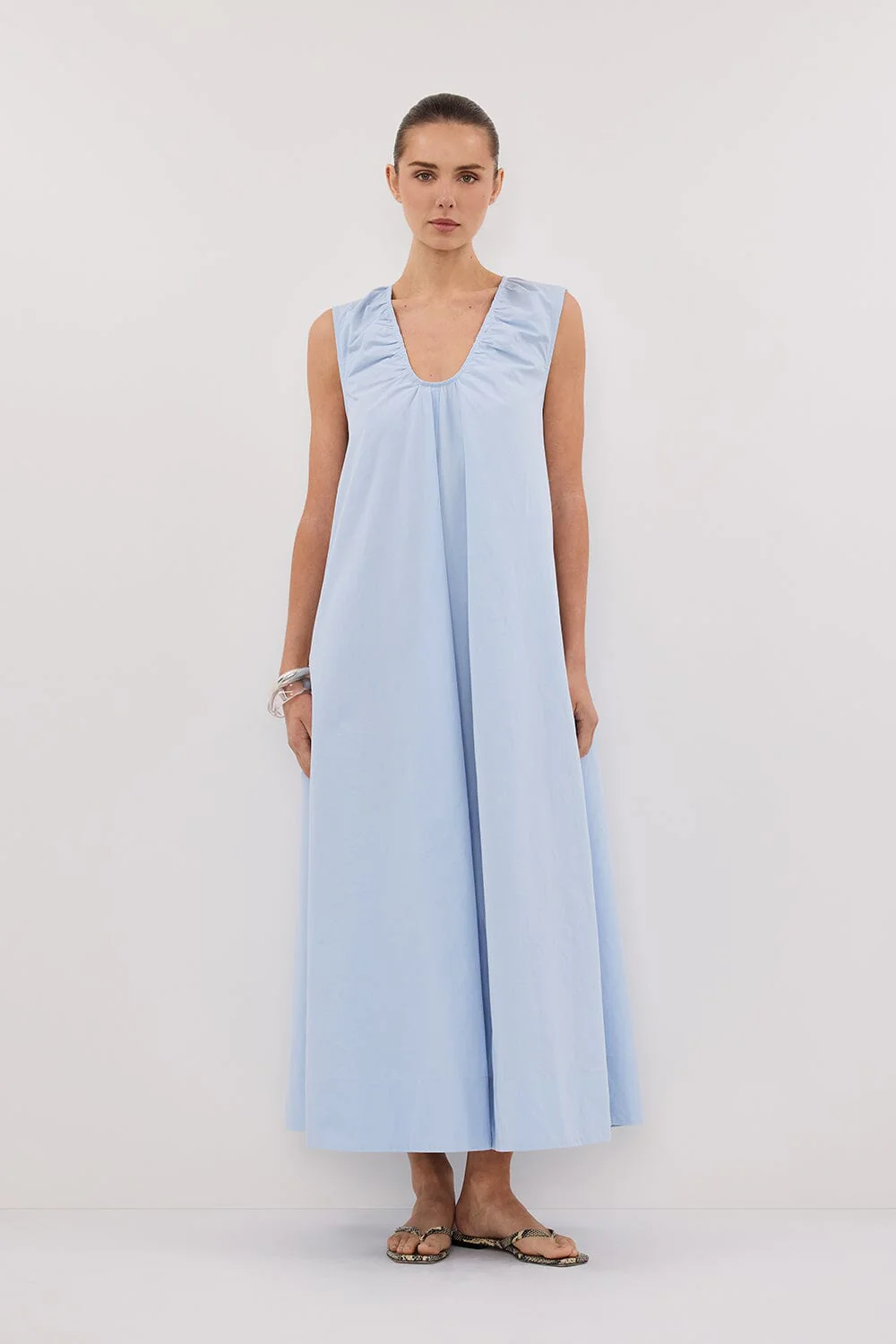 GABBY CORNFLOWER OVERSIZED COTTON MIDI DRESS