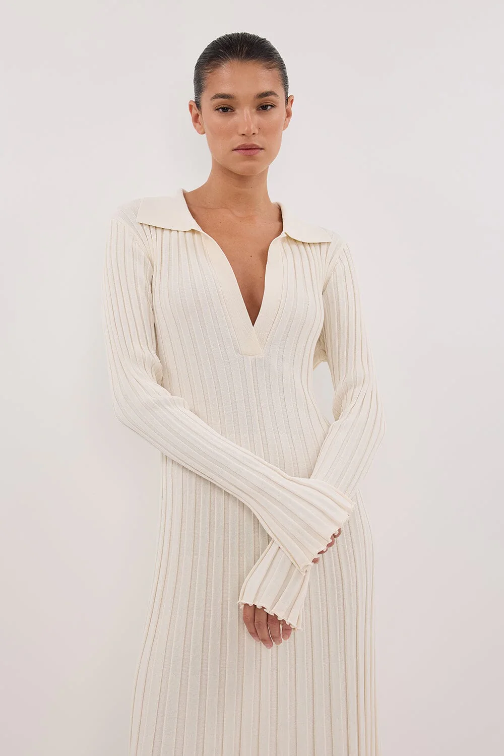 HAL PLASTER LONG SLEEVE KNIT MIDI DRESS - Image 2