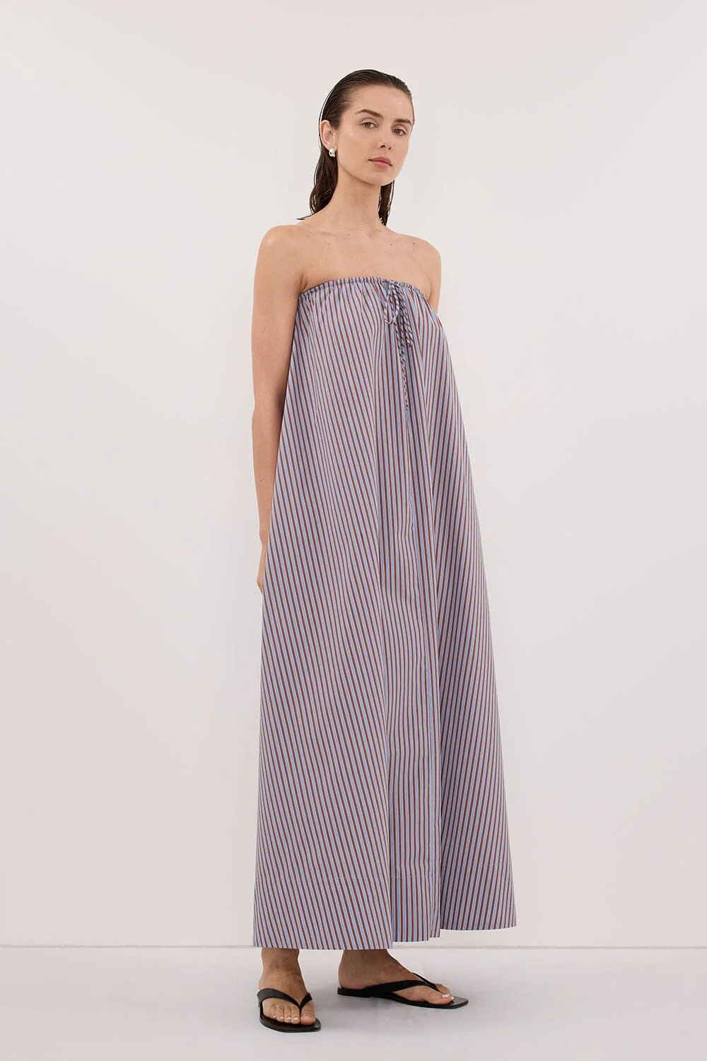 HARRI STRIPE STRAPLESS MIDI DRESS - Image 3