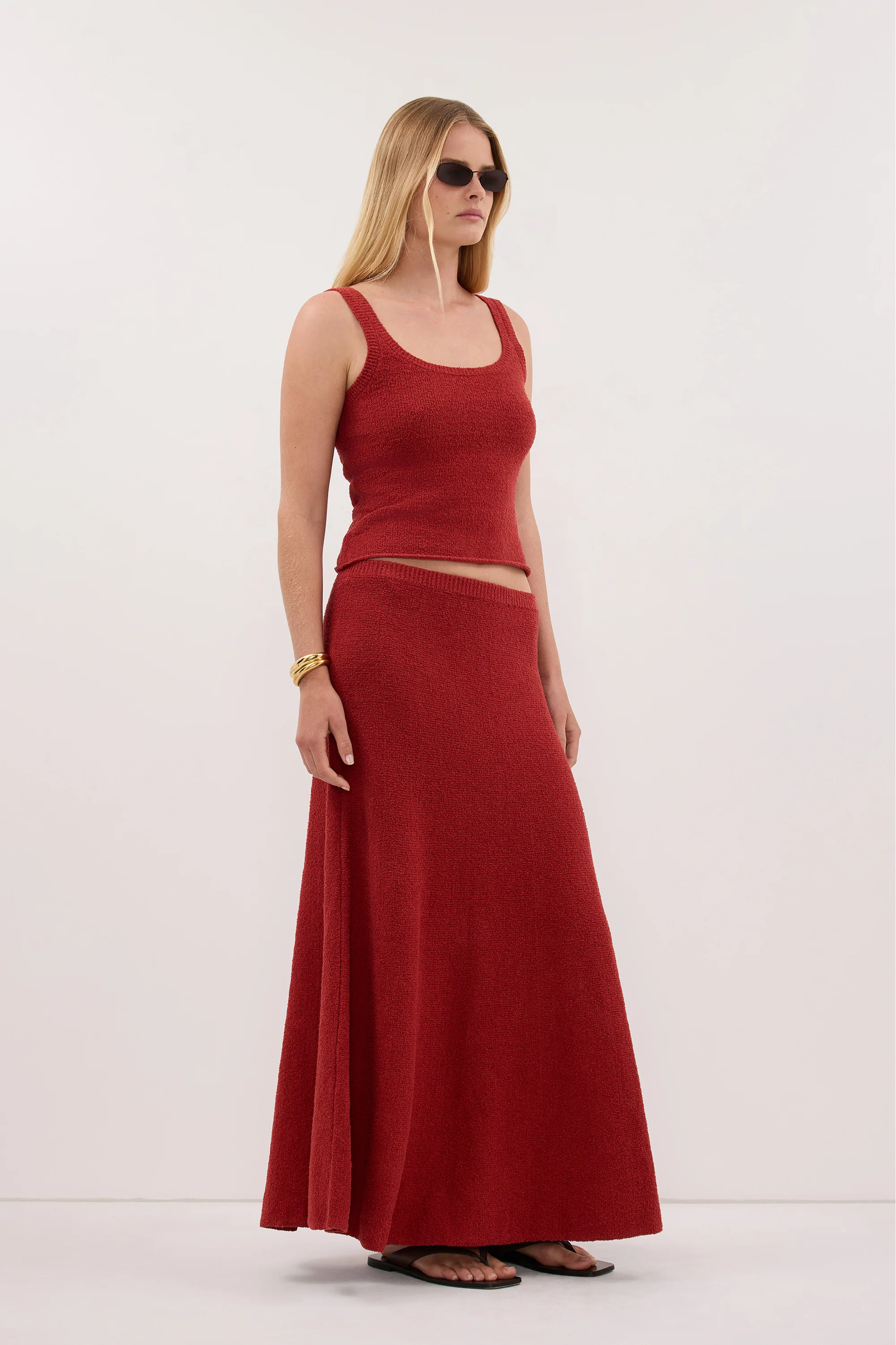 HARRIET BURNT RED KNIT MAXI SKIRT - Image 2
