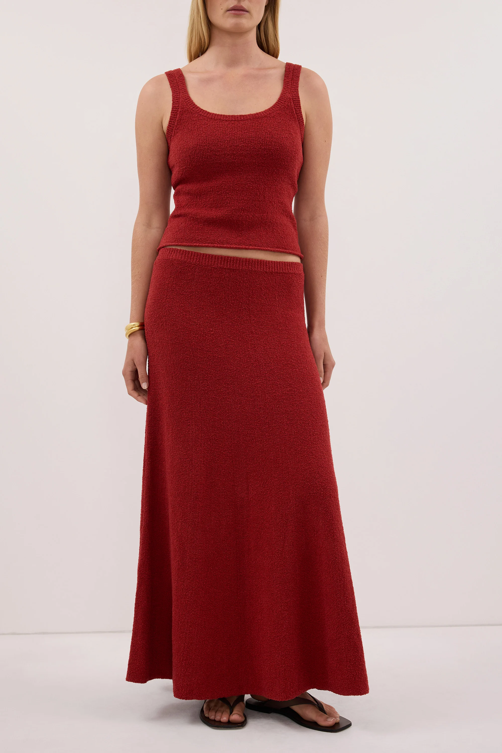 HARRIET BURNT RED KNIT MAXI SKIRT - Image 4