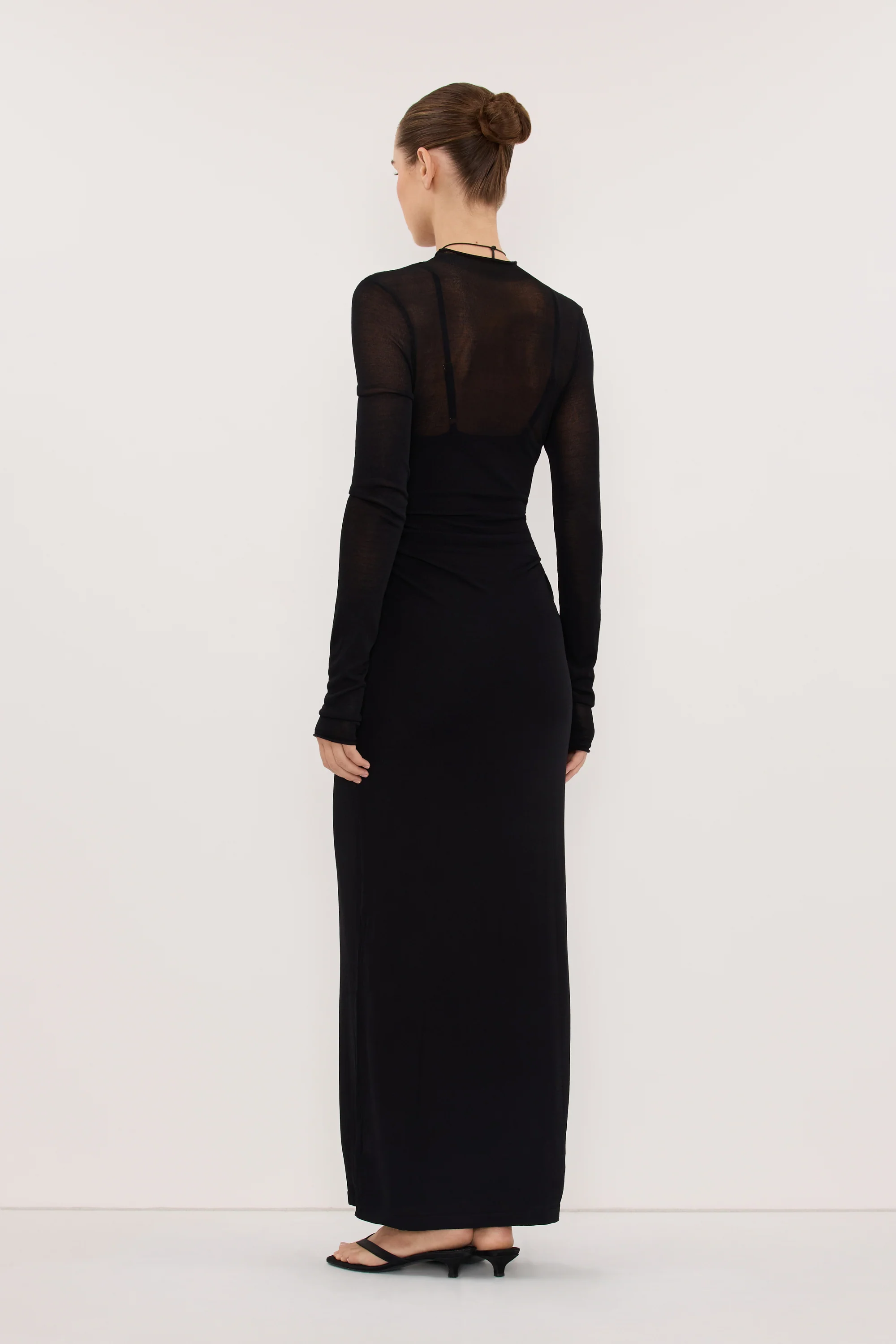 HAZEL BLACK LONG SLEEVE KNIT MIDI DRESS - Image 3