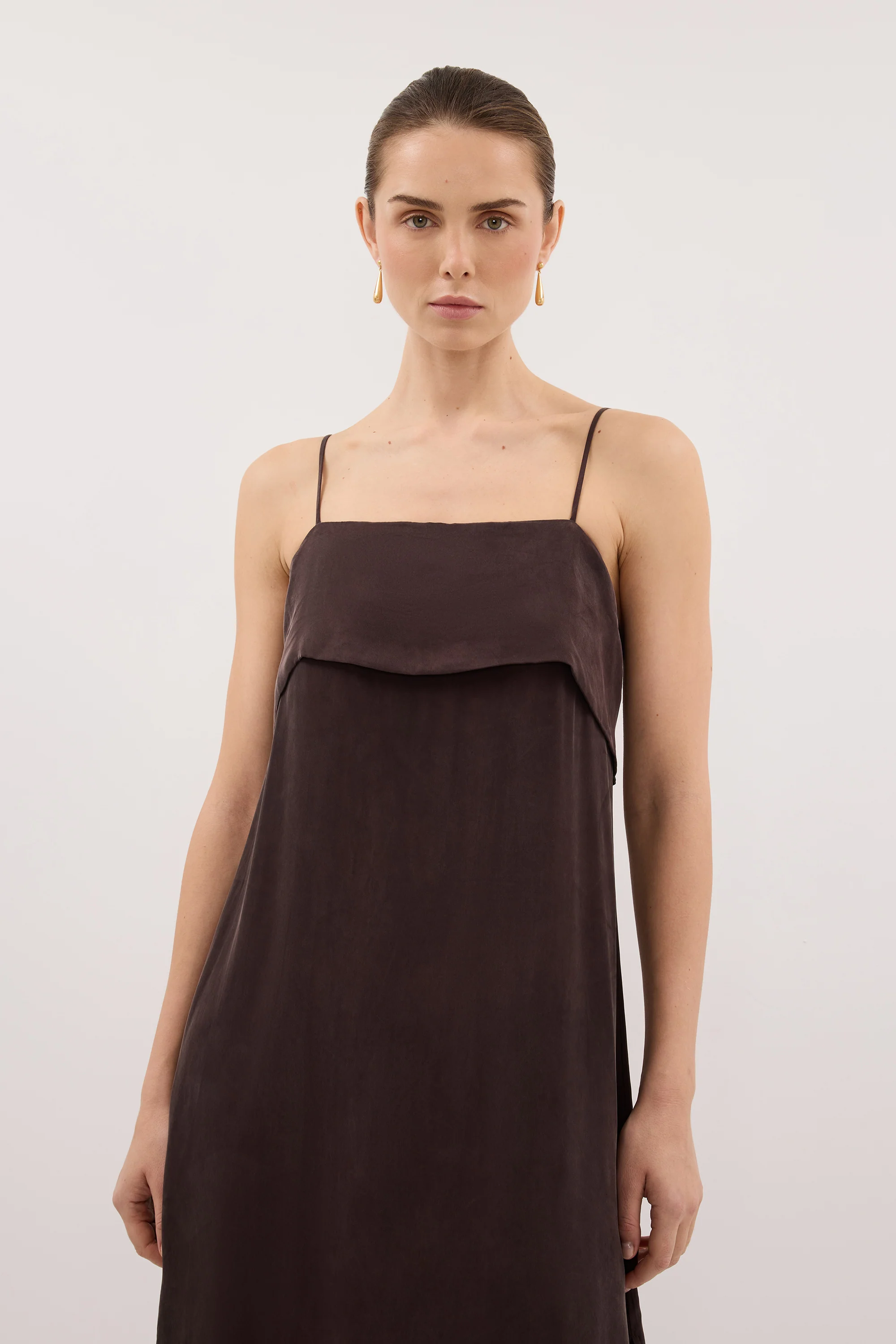 IDA PLUM CHOC CUPRO MIDI DRESS - Image 2