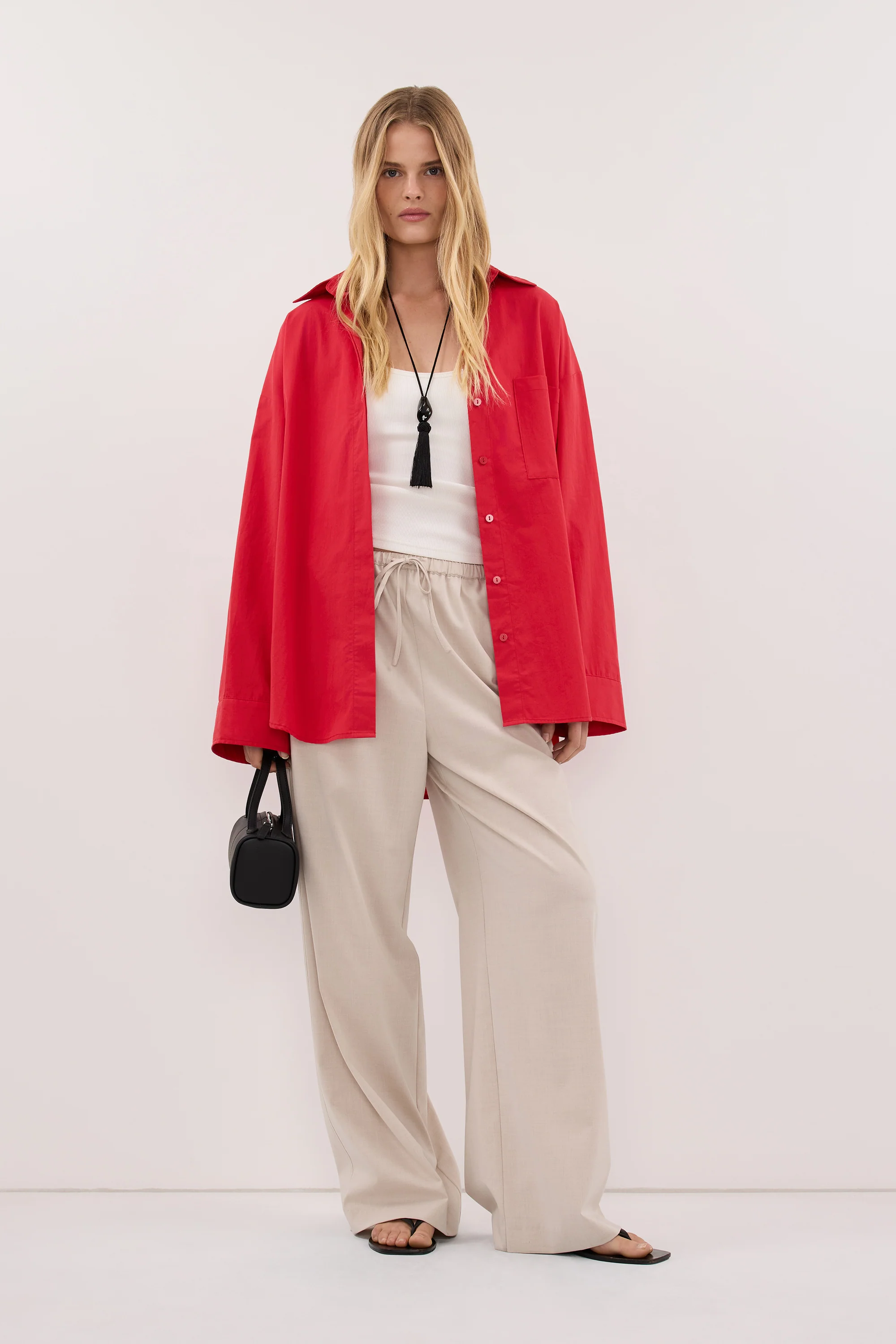 INA RED LIGHTWEIGHT COTTON SHIRT