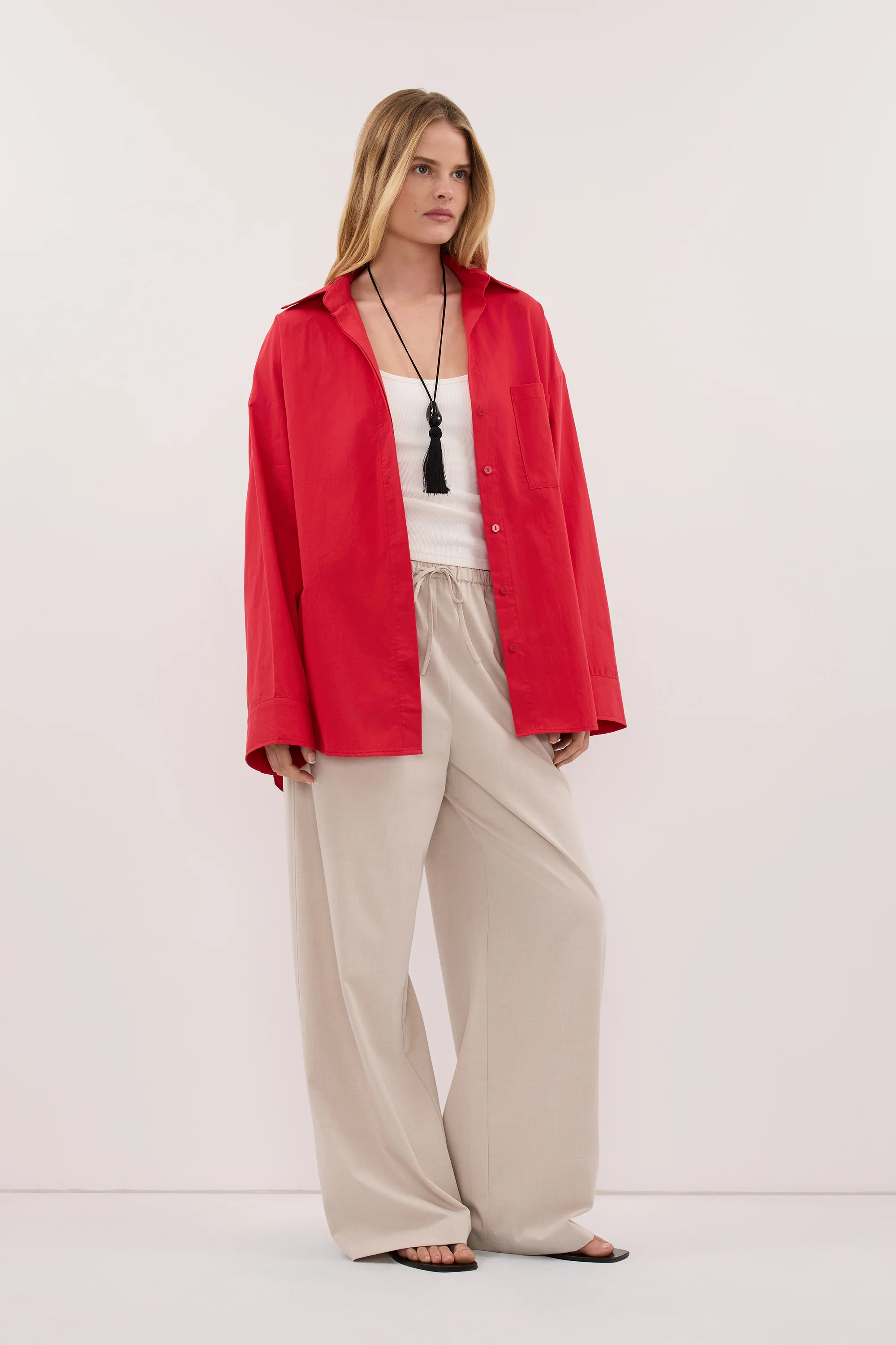 INA RED LIGHTWEIGHT COTTON SHIRT - Image 3
