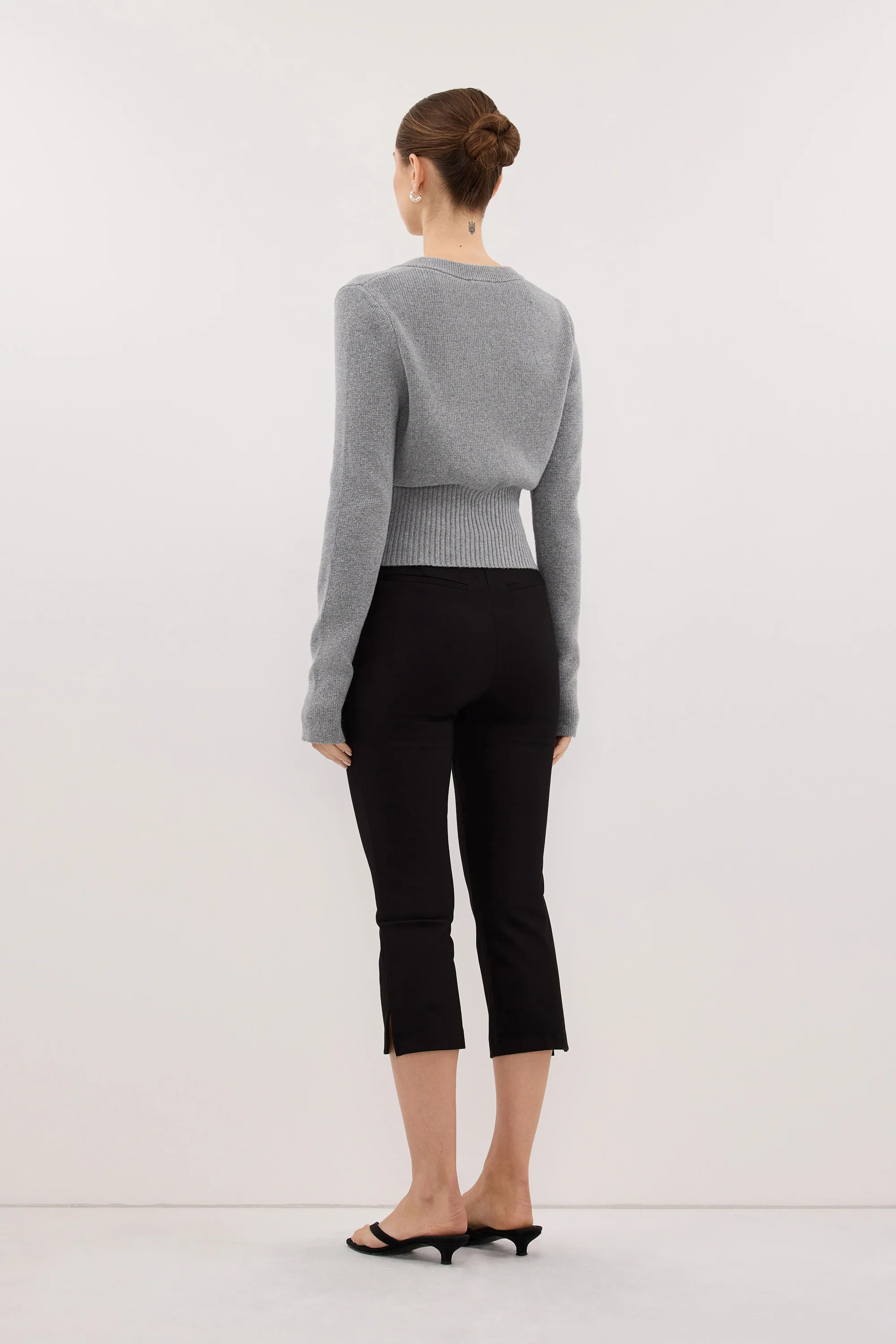 IRIS GREY MARLE CREW KNIT CARDIGAN - Image 3