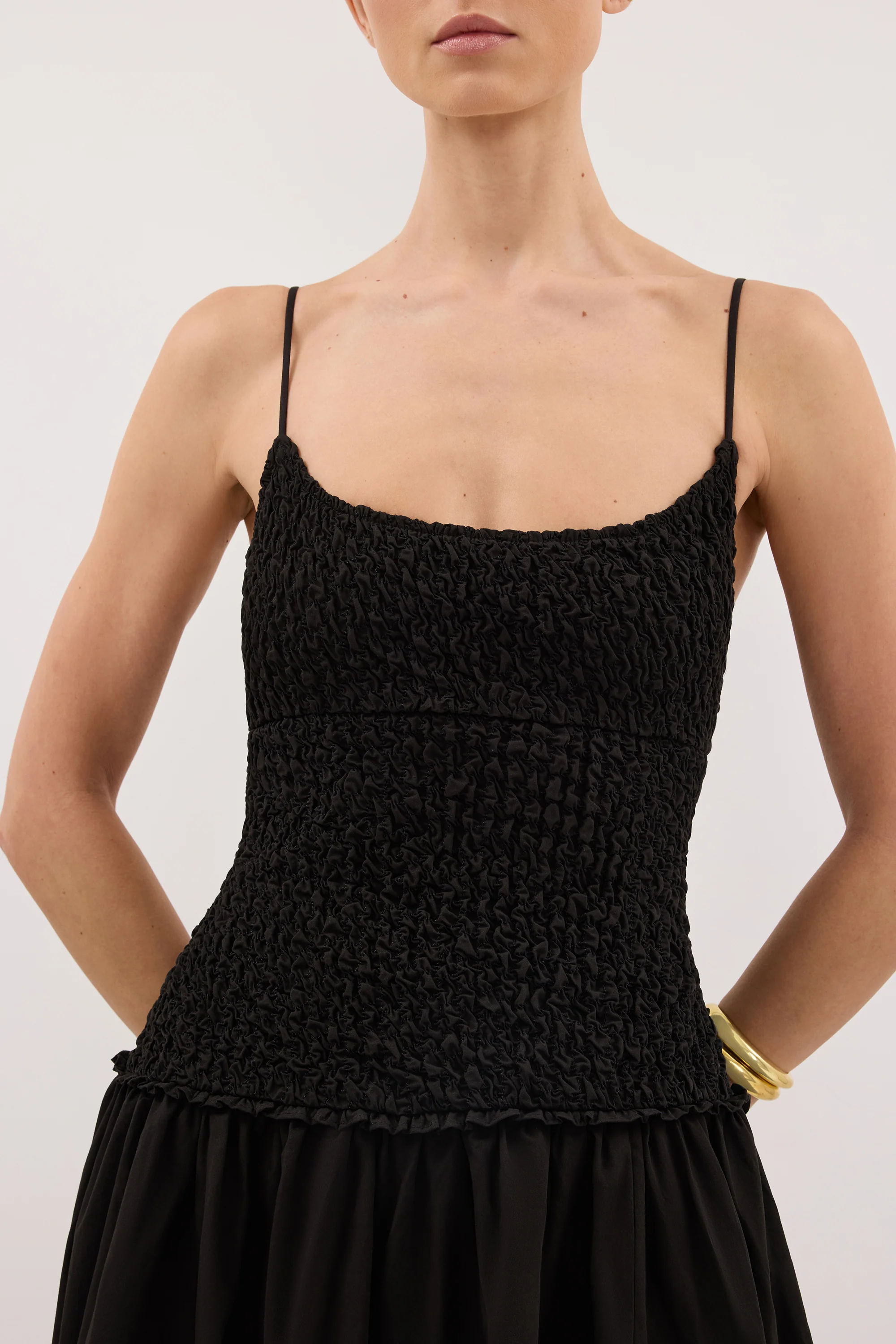 IZAIAH BLACK COTTON MIDI DRESS - Image 4