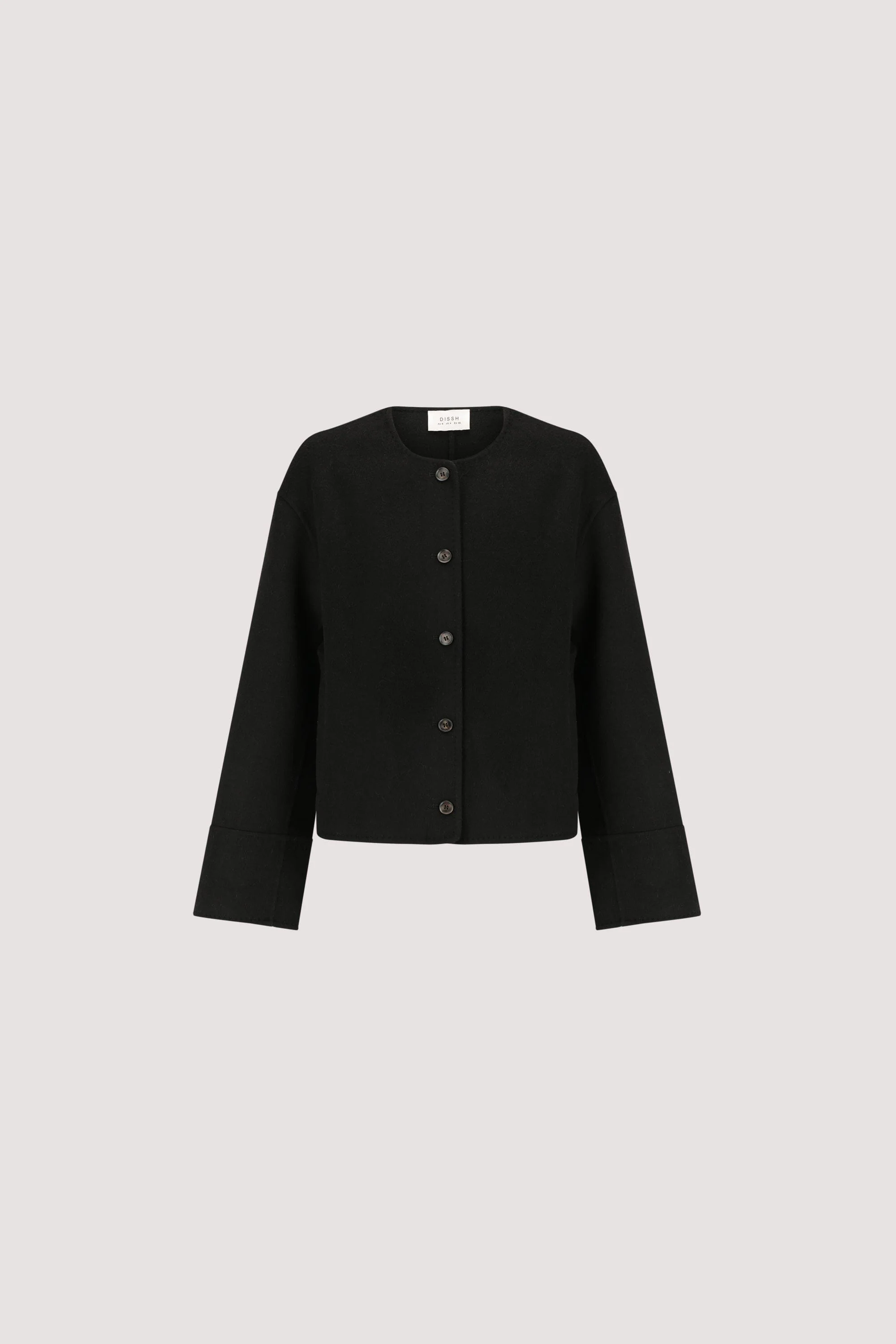 JACLYN BLACK CROPPED WOOL BLEND COAT - Image 9