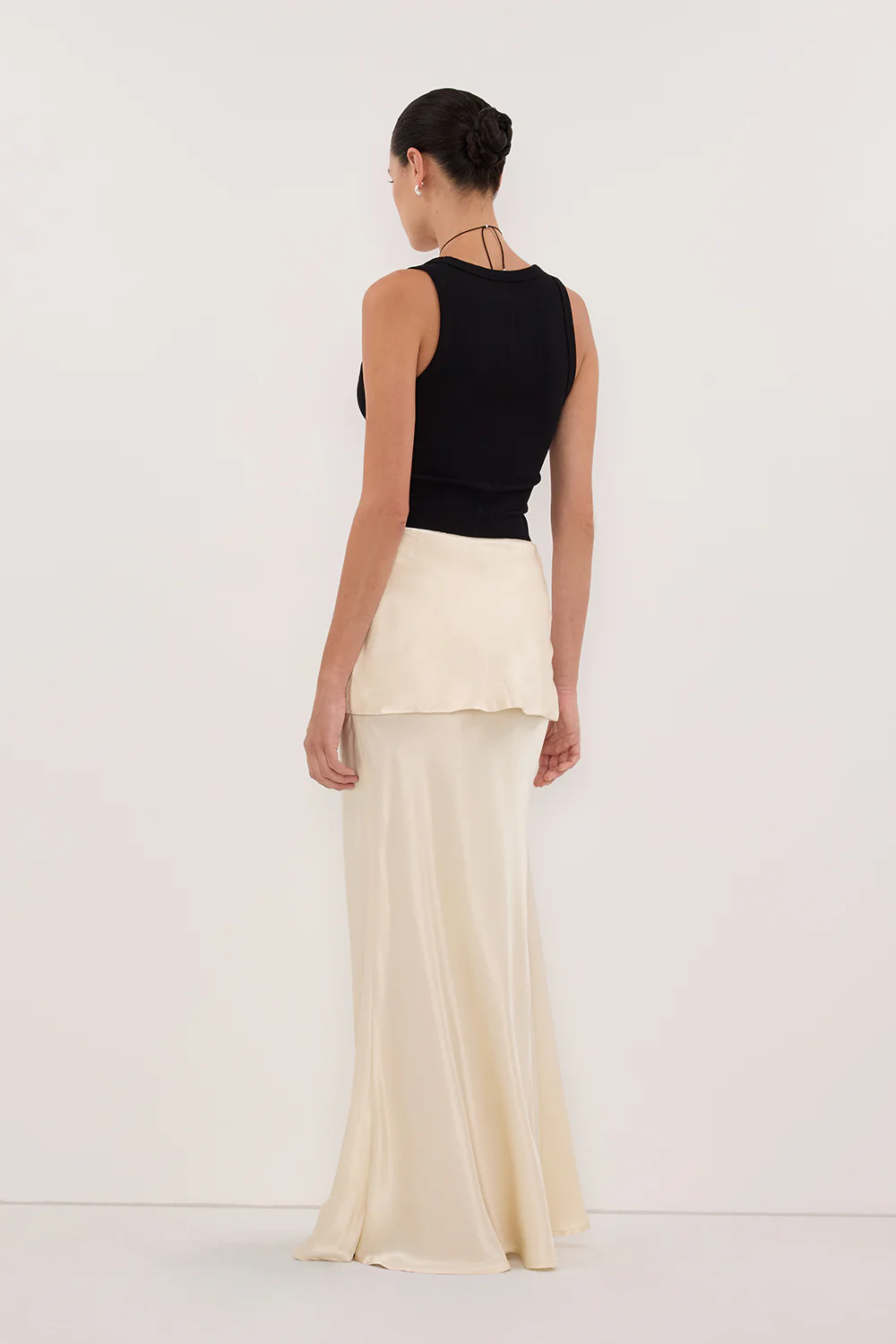 JELENA CREAM SATIN OVERLAY MAXI SKIRT - Image 6