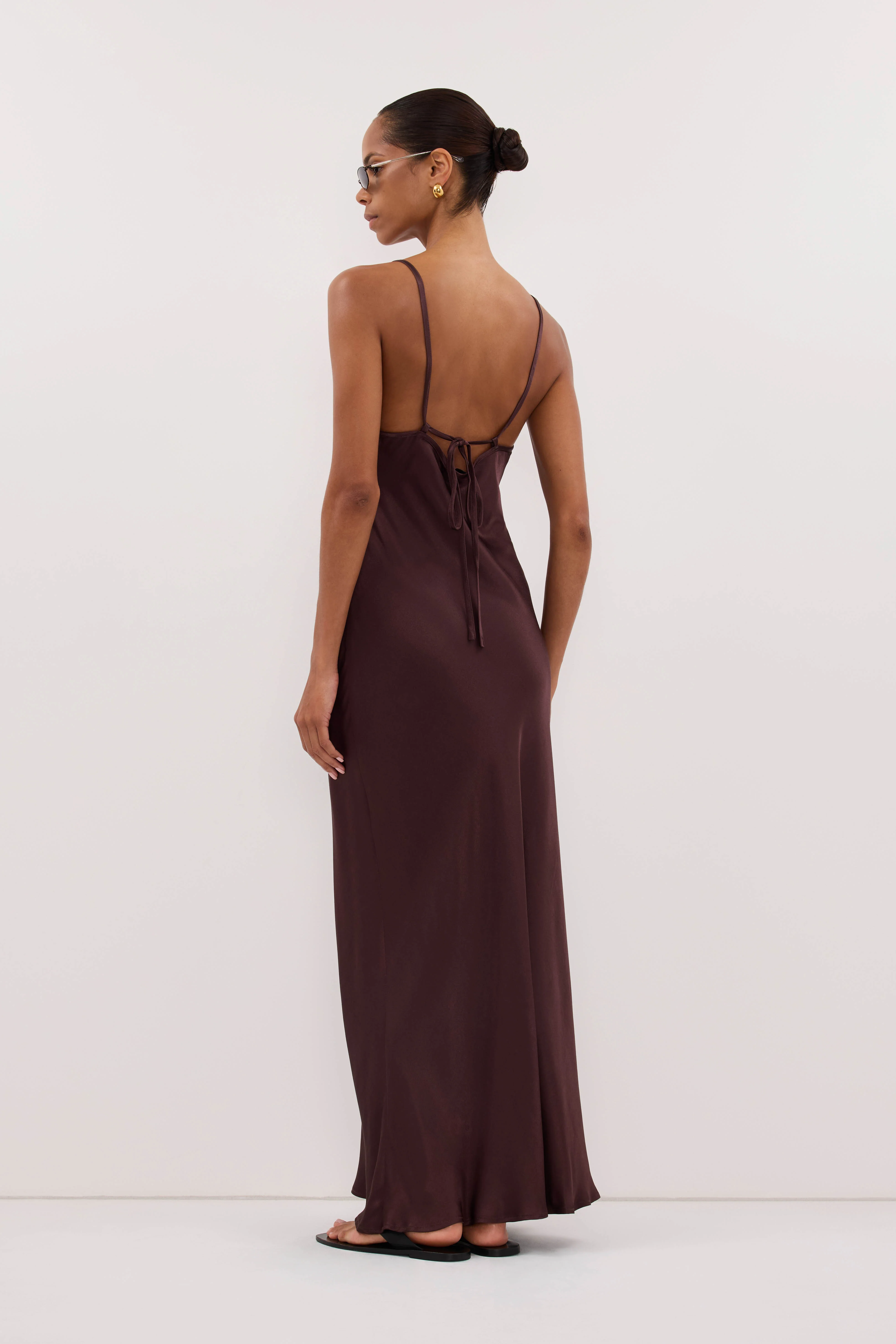 JOEY PLUM CHOC SATIN MAXI DRESS - Image 3