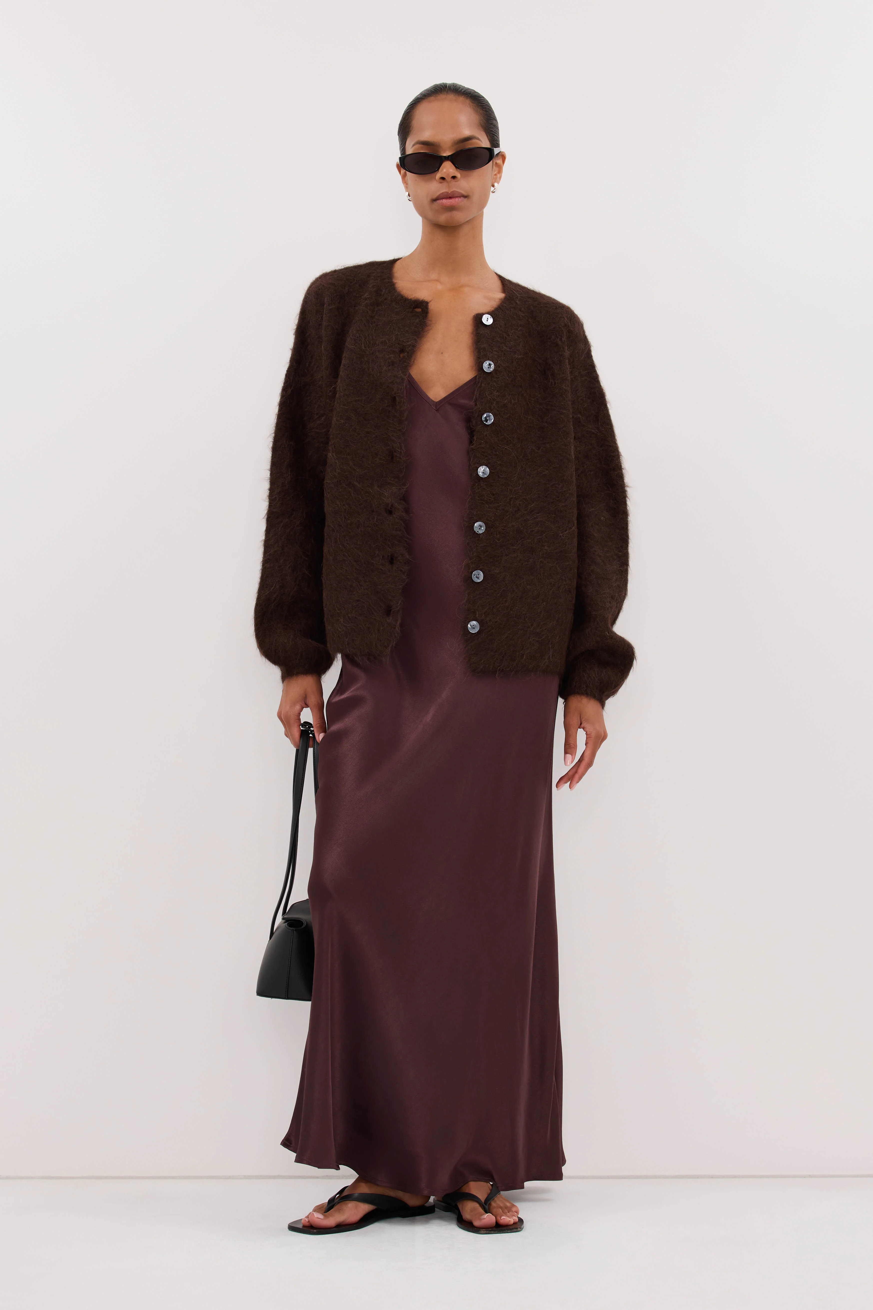 JOEY PLUM CHOC SATIN MAXI DRESS - Image 5