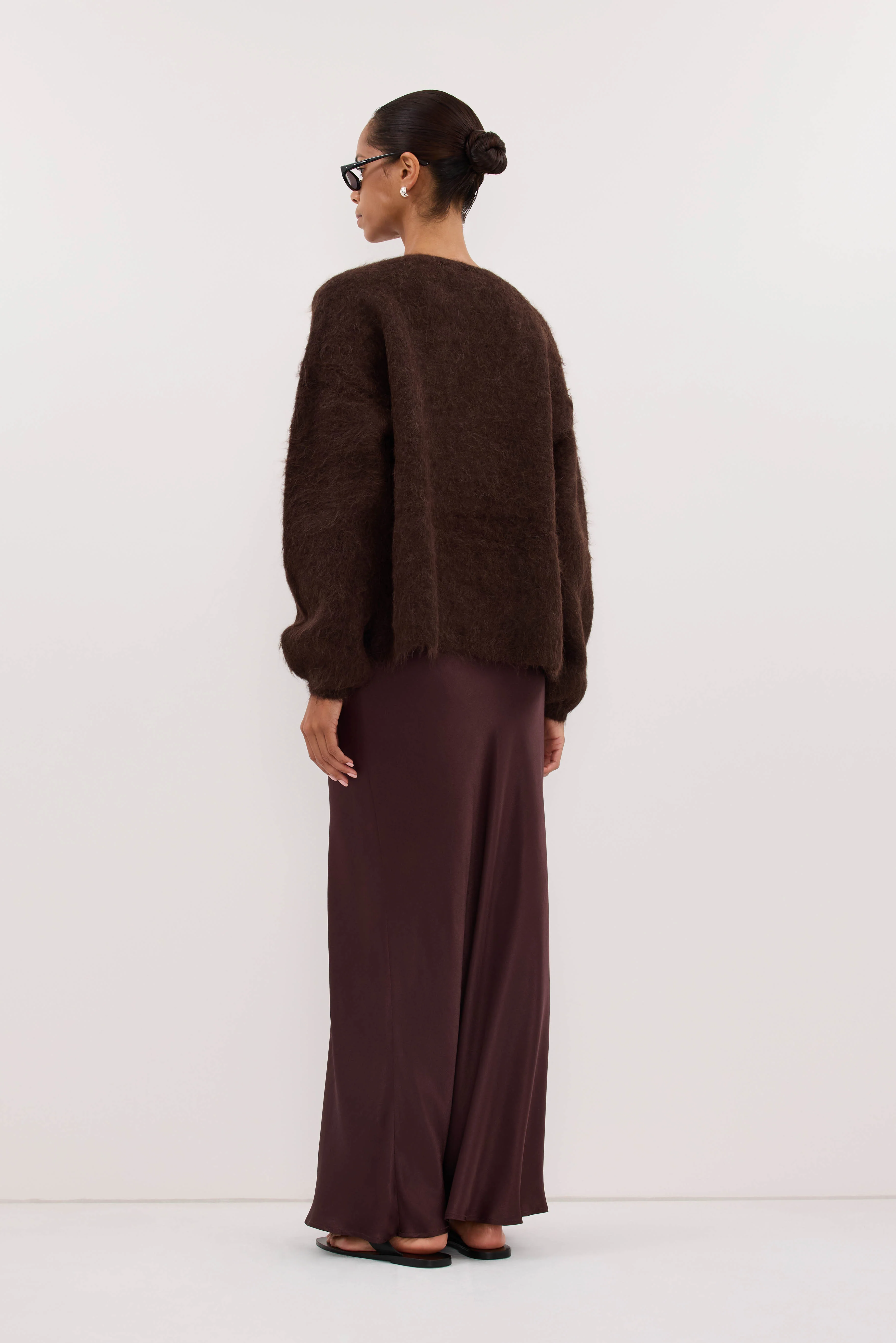 JOEY PLUM CHOC SATIN MAXI DRESS - Image 6