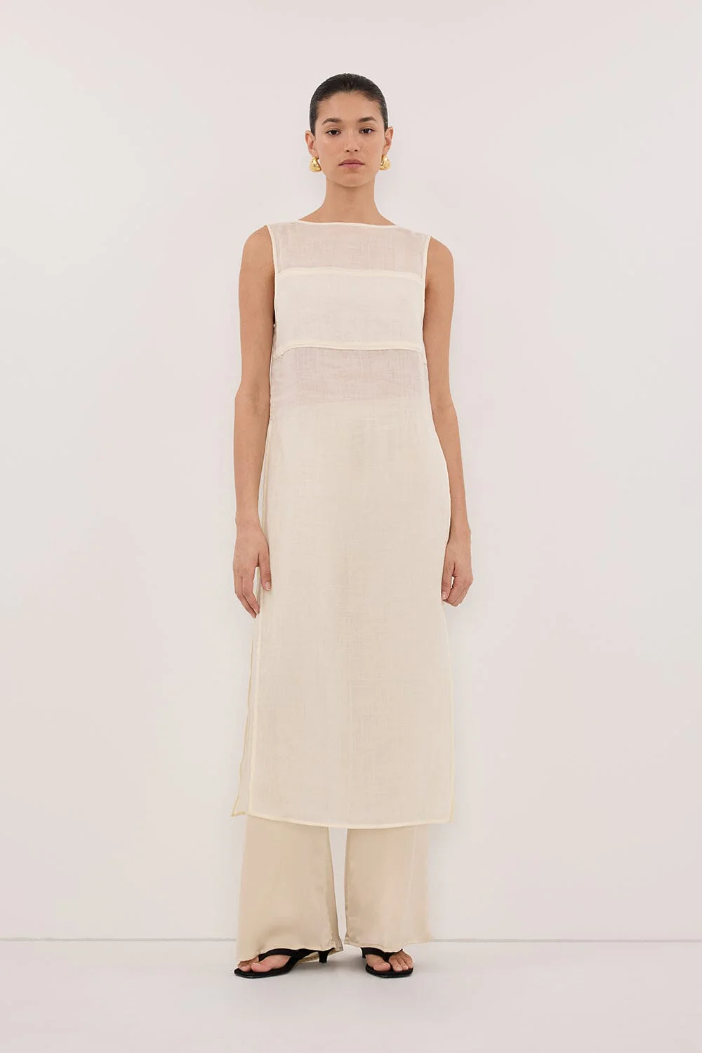 KAI STRAW SLEEVELESS RAMIE TUNIC TOP